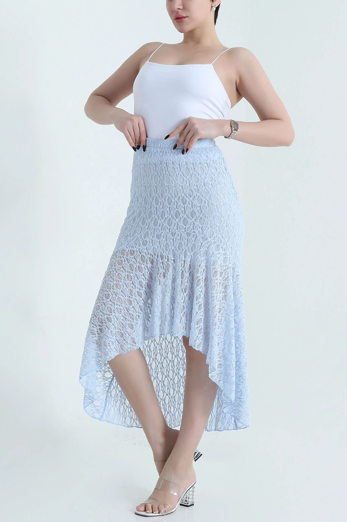 Bebe Mavisi Astarlı Dantel Kadın Etek 452717