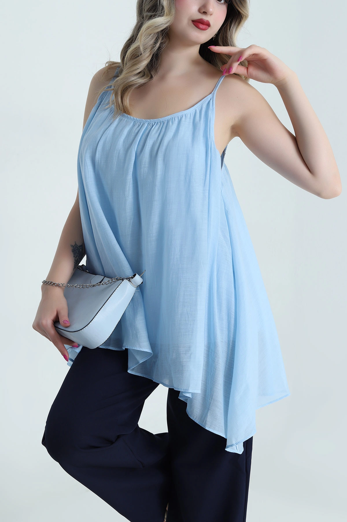 Bebe Mavisi Astarlı Tensel Modal Kadın Bluz 484066