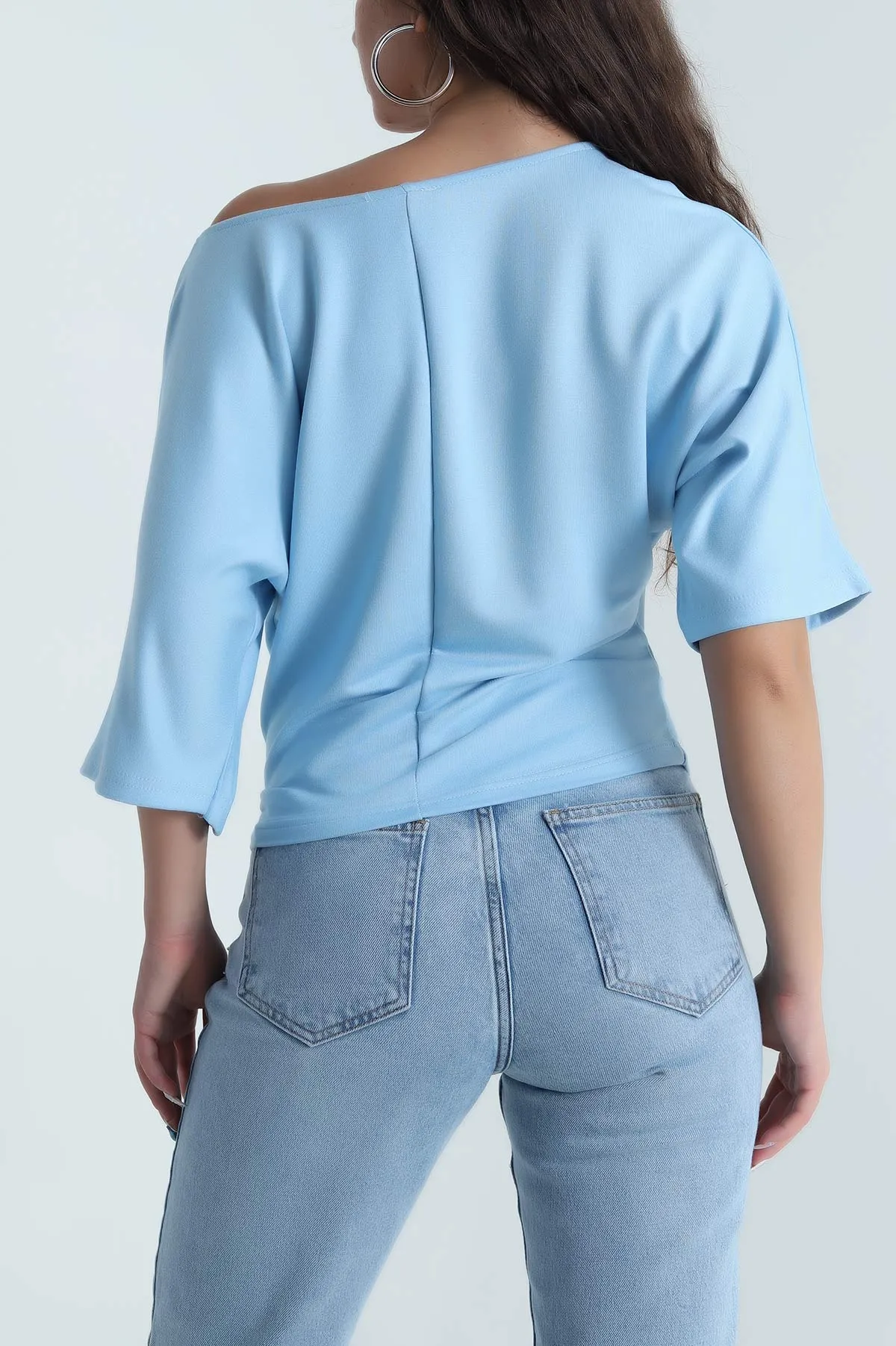 Bebe Mavisi Baskılı Kristal Kadın Bluz 482076