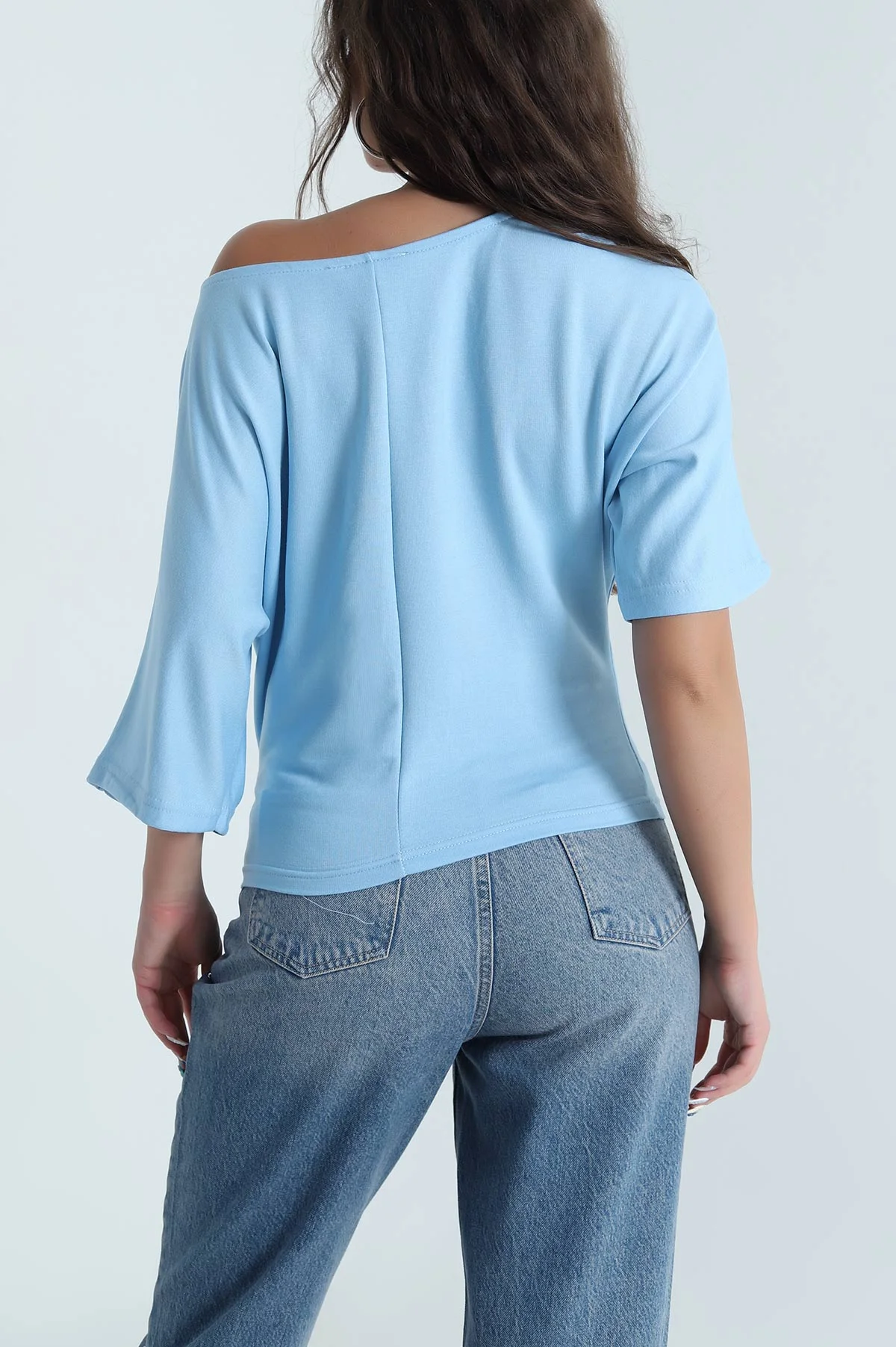 Bebe Mavisi Baskılı Kristal Kadın Bluz 482095