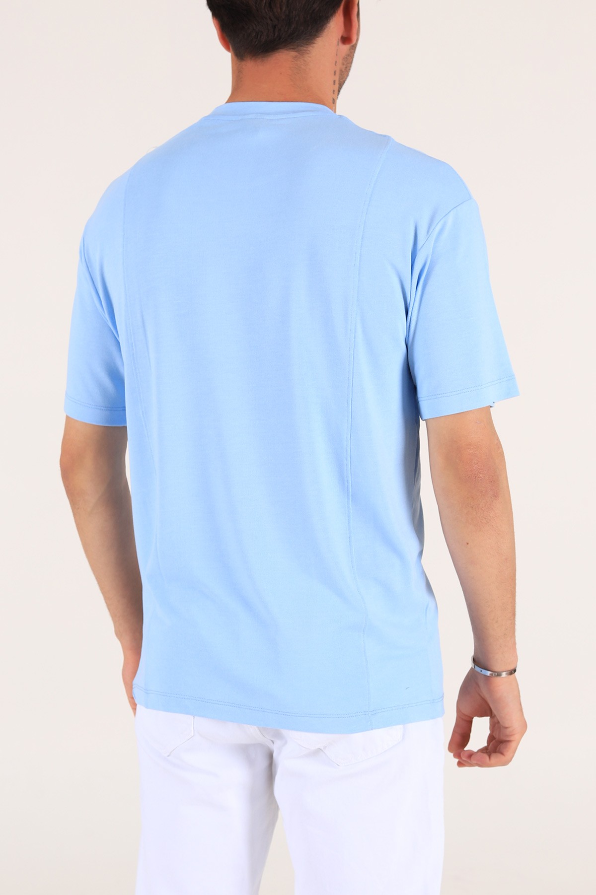 Bebe Mavisi Baskılı Oversize Erkek Tişört 177462