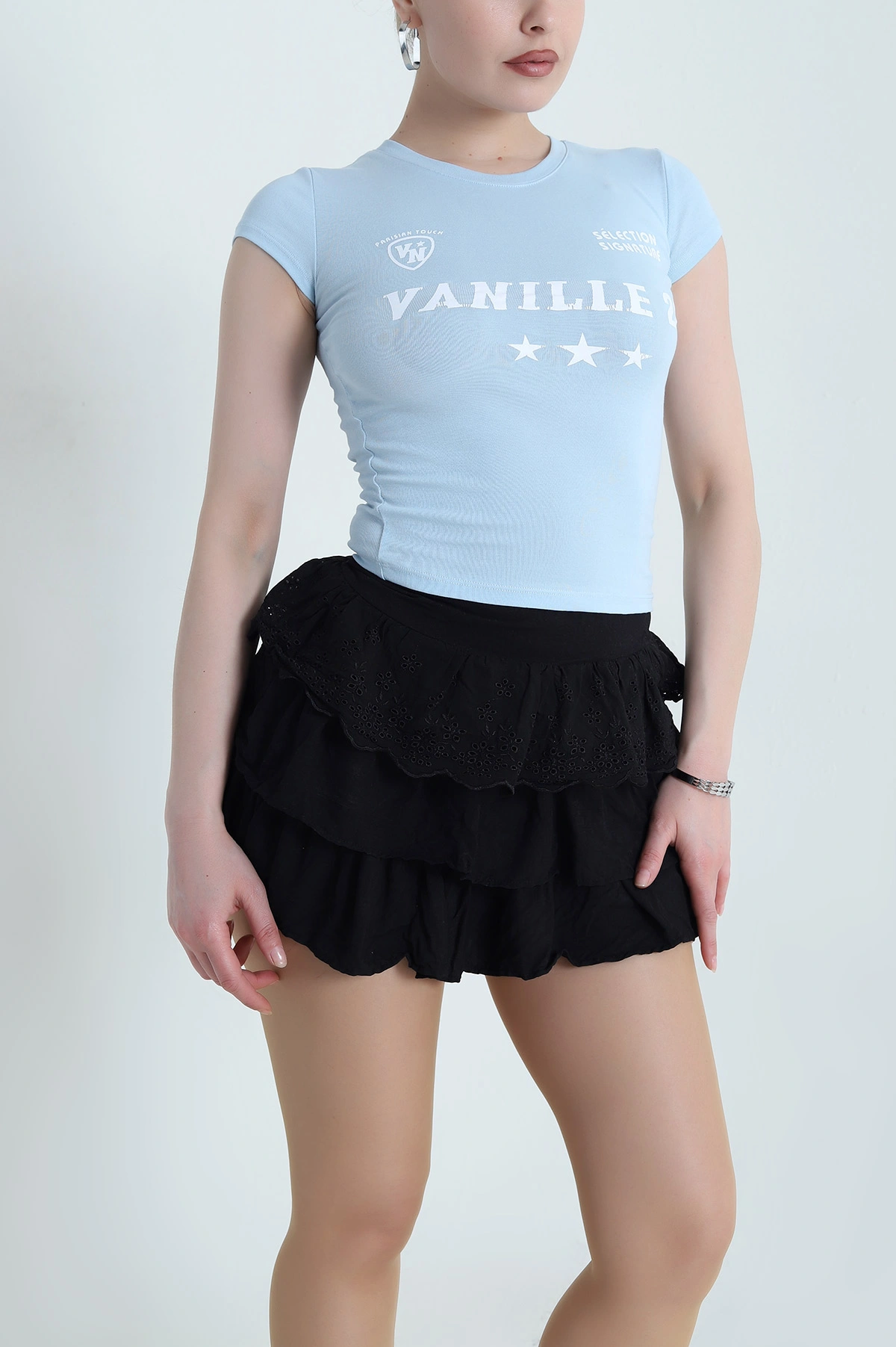 Bebe Mavisi Baskılı Süprem Kadın Tişört 461703