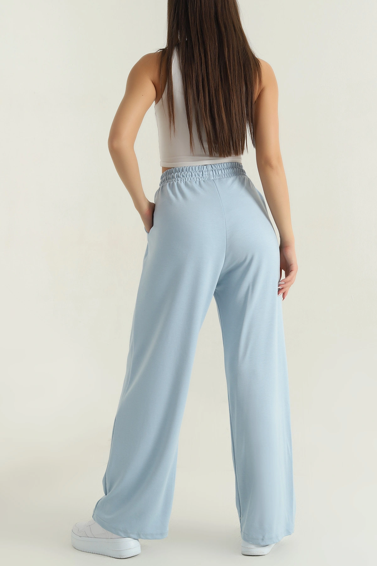 Bebe Mavisi Bel Lastikli Cepli Modal Kadın Pantolon 378322