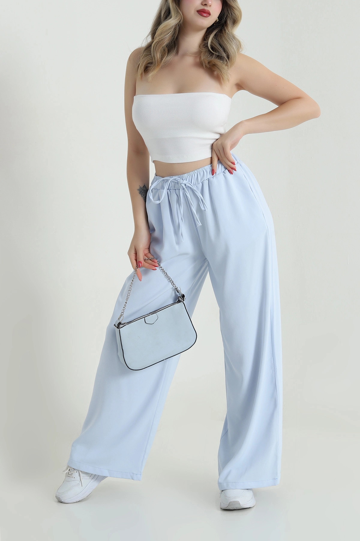 Bebe Mavisi Bel Lastikli Linda Kadın Pantolon 485421