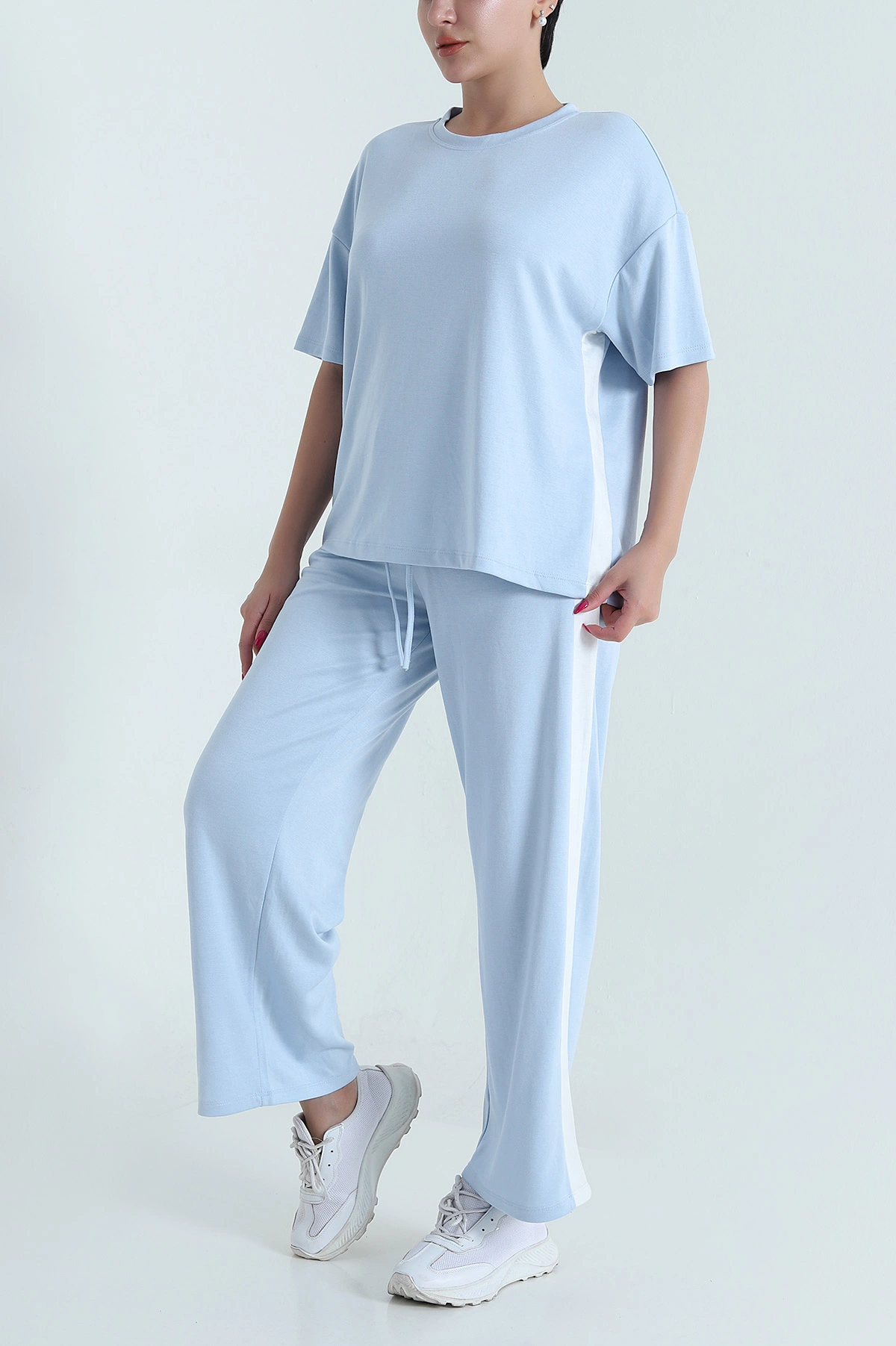 Bebe Mavisi Bel Lastikli Şerit Detay Oysho Kadın İkili Takım 475059