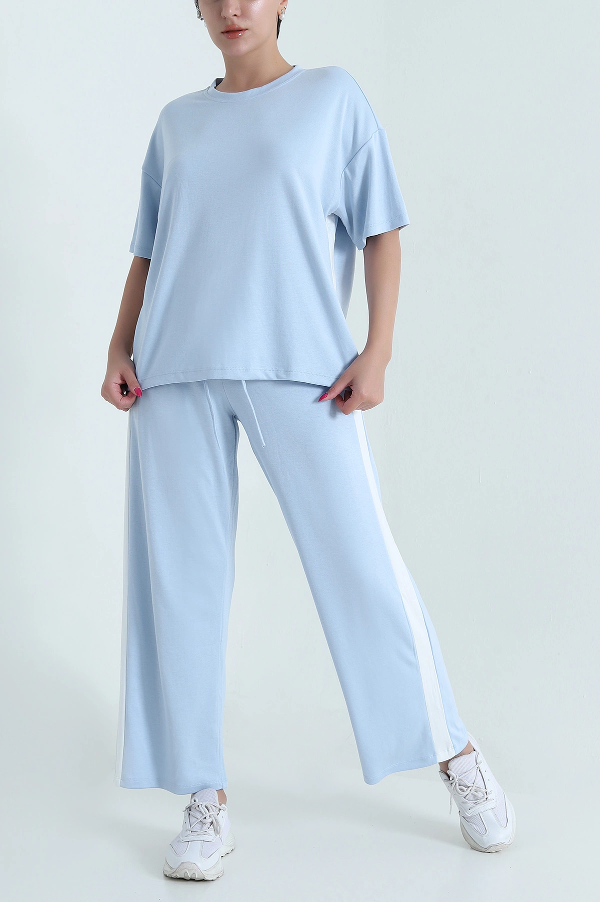 Bebe Mavisi Bel Lastikli Şerit Detay Oysho Kadın İkili Takım 475059