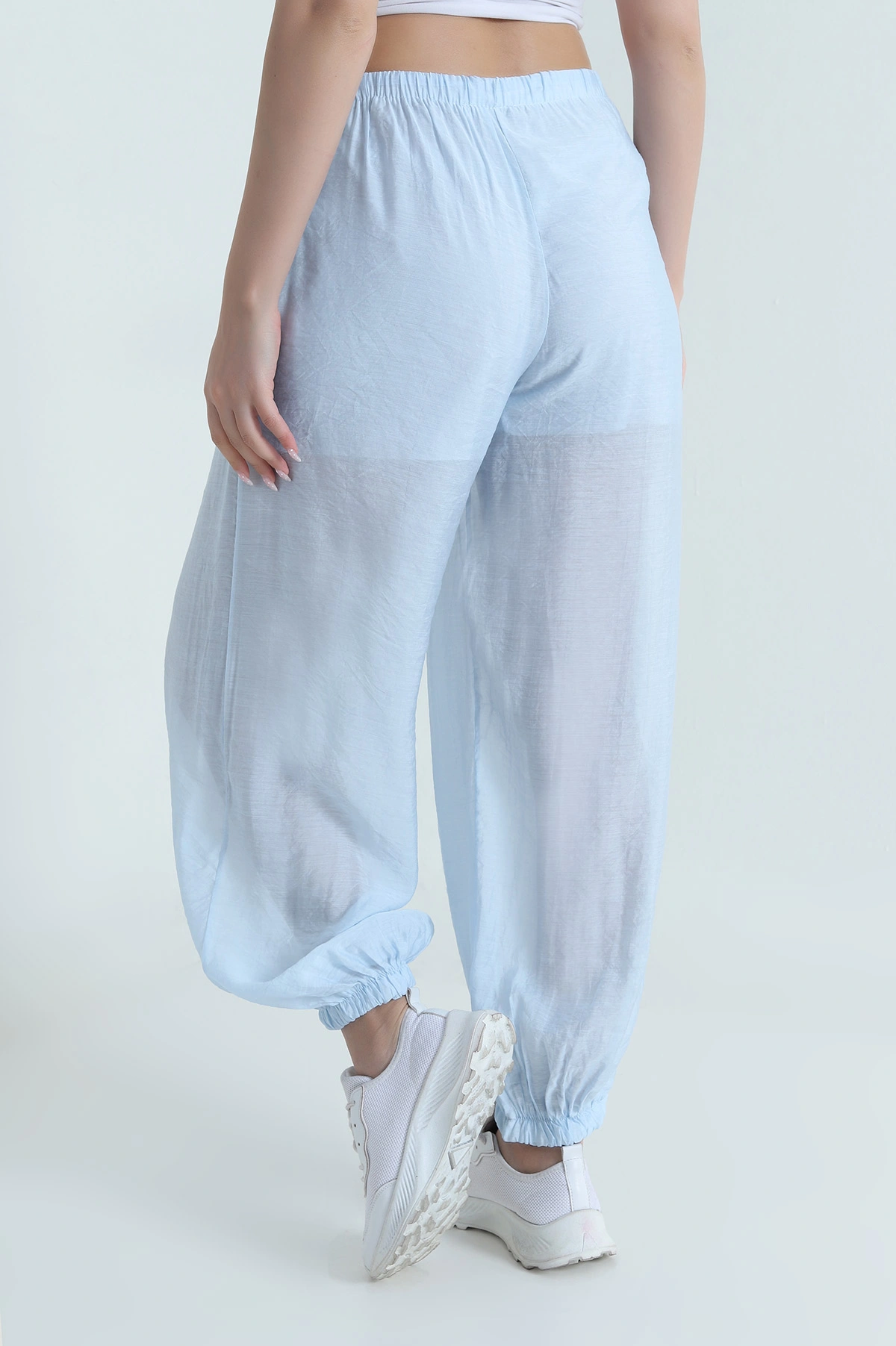 Bebe Mavisi Bel ve Paça Lastikli Astarlı Tensel Kadın Pantolon 465316