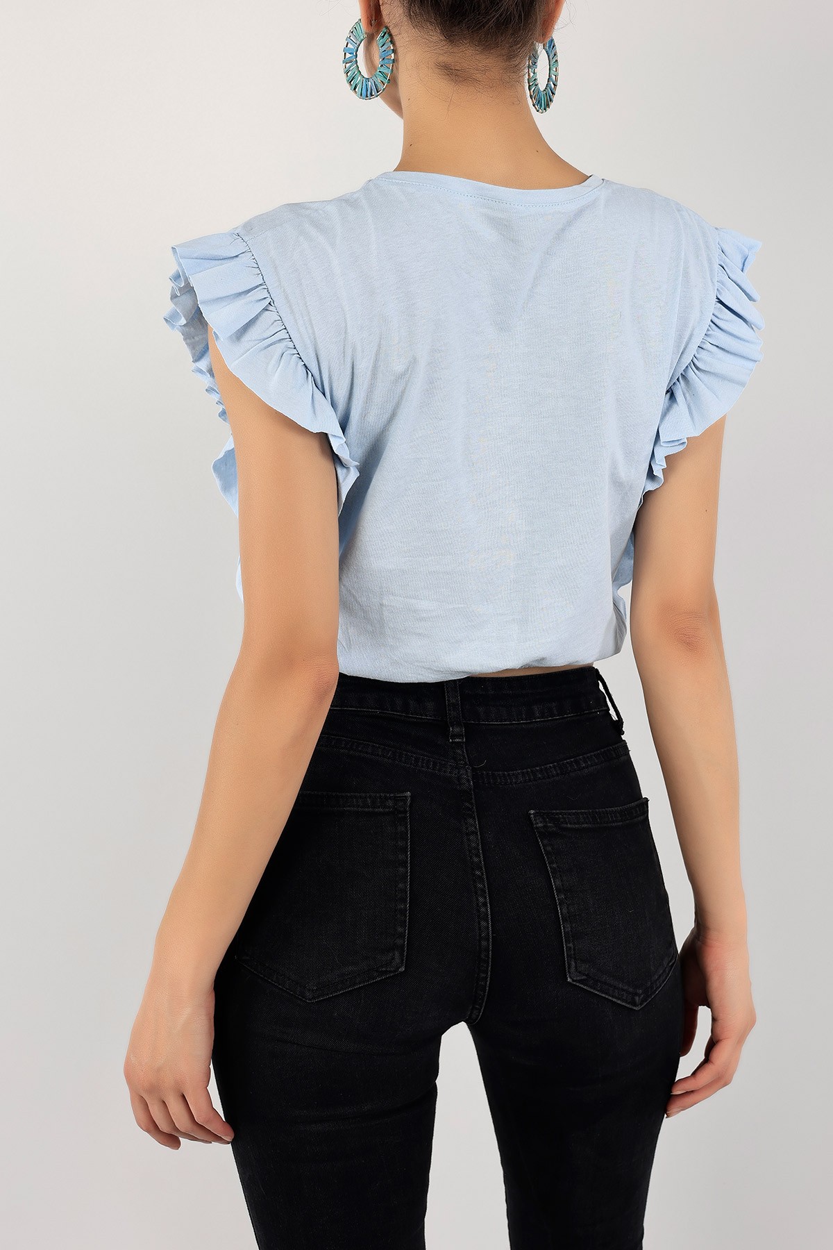 Bebe Mavisi Beli Lastikli Kolları Fırfırlı Tasarım 123313