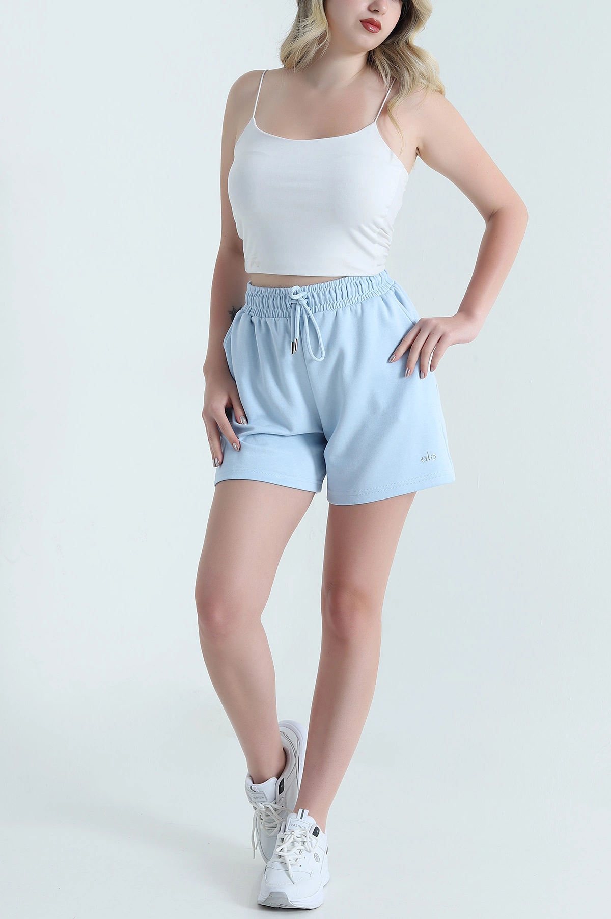 Bebe Mavisi Beli Lastikli Modal Kadın Şort 461739