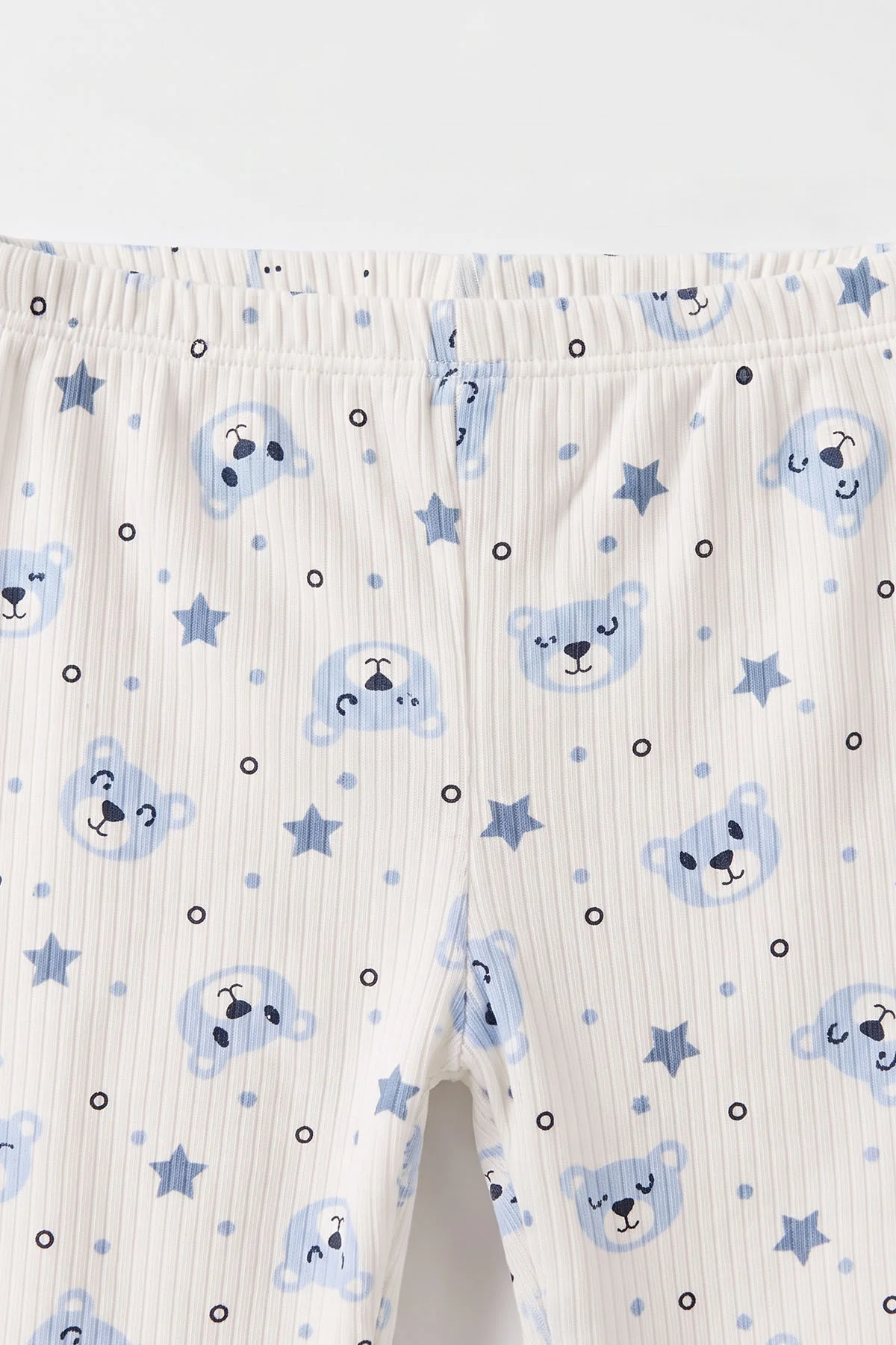 Bebe Mavisi Beyaz (1-3 Yaş) Yıldız Desenli Raporlu Çocuk Pijama Takım 477265