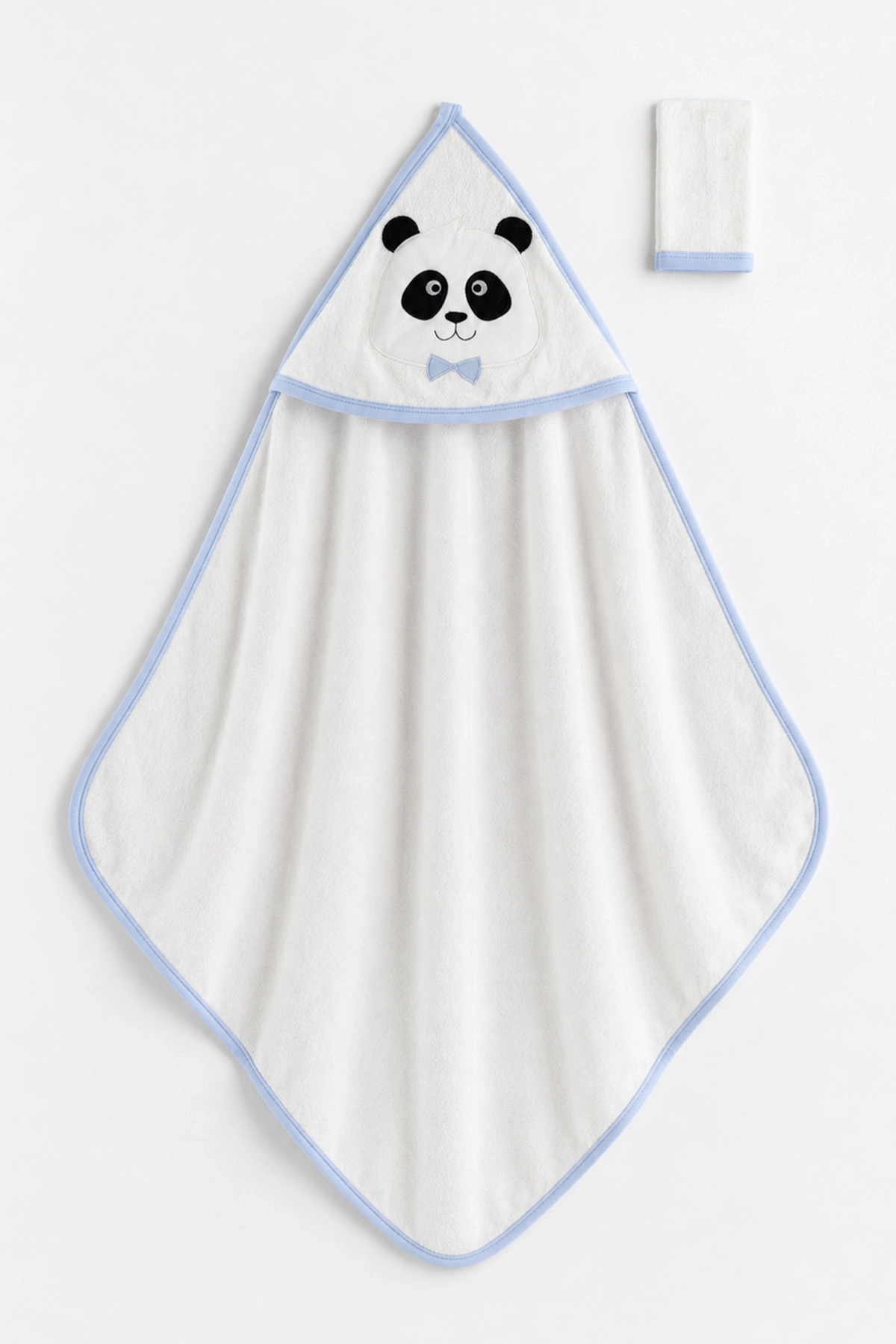 Bebe Mavisi Beyaz   Panda Nakışlı Çift Katlı Bebek Silgi Havlu 476322