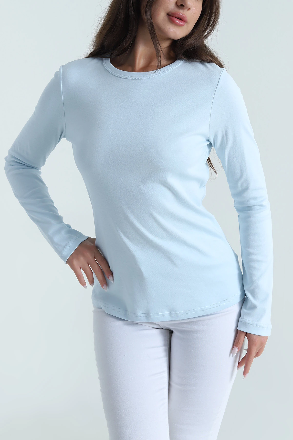 Bebe Mavisi Bisiklet Yaka Kadın Body Bluz 488618