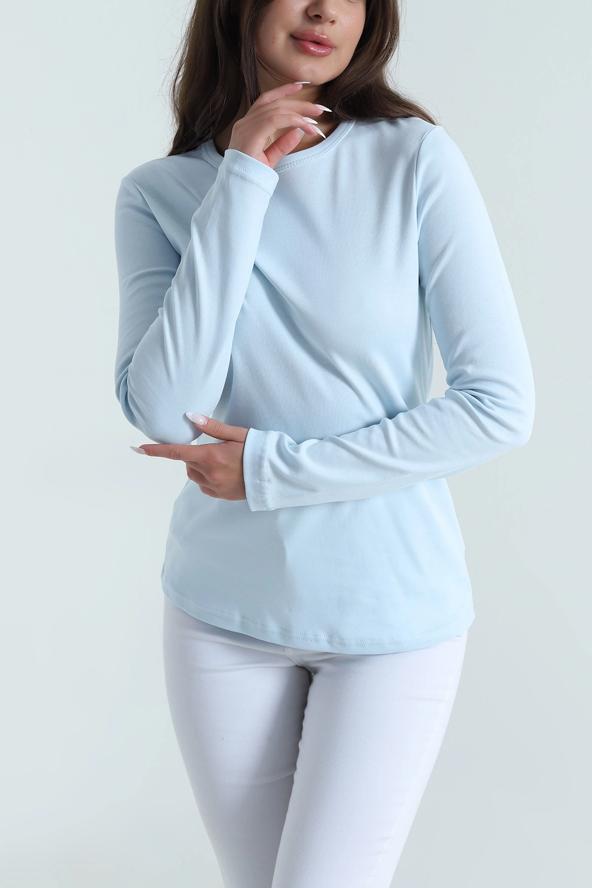 Bebe Mavisi Bisiklet Yaka Kadın Body Bluz 488618