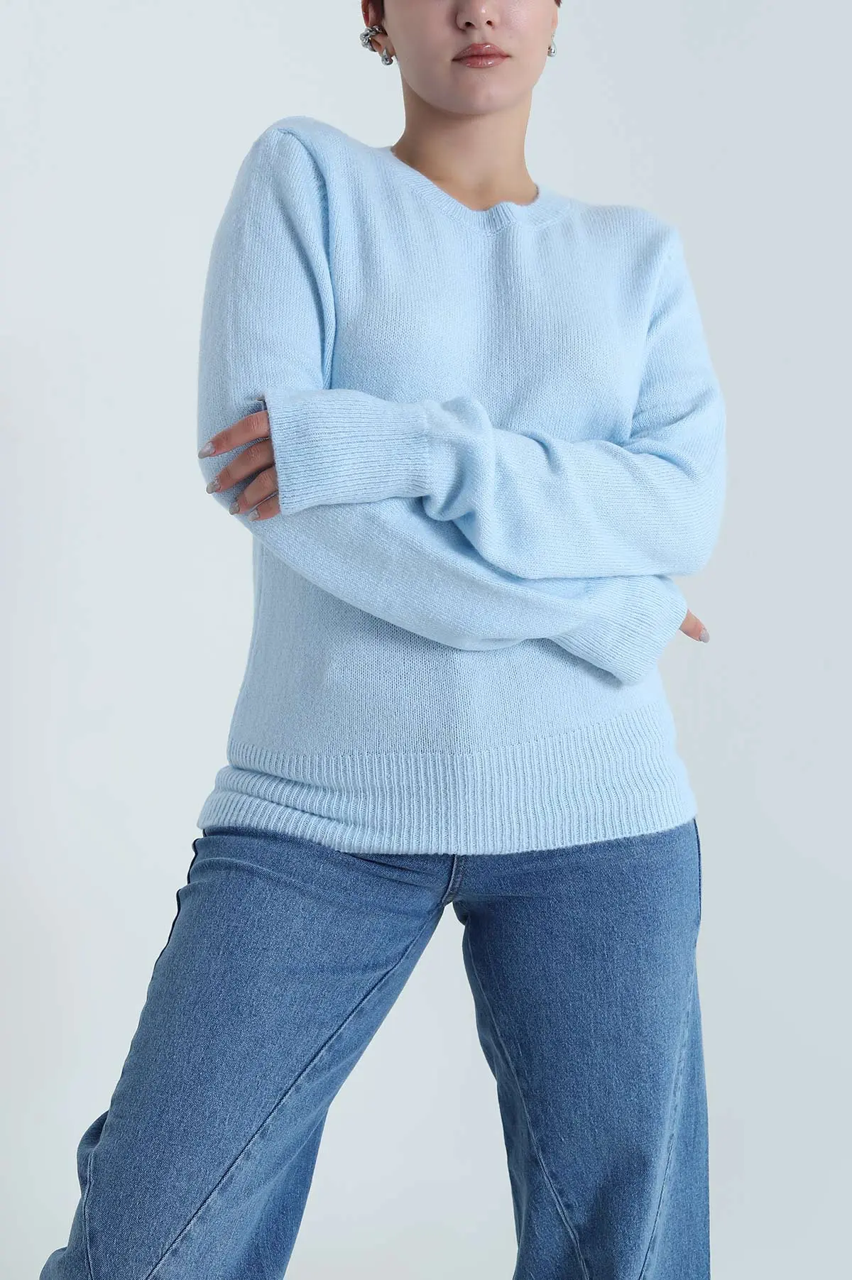 Bebe Mavisi Bisiklet Yaka Triko Kadın Kazak 483827