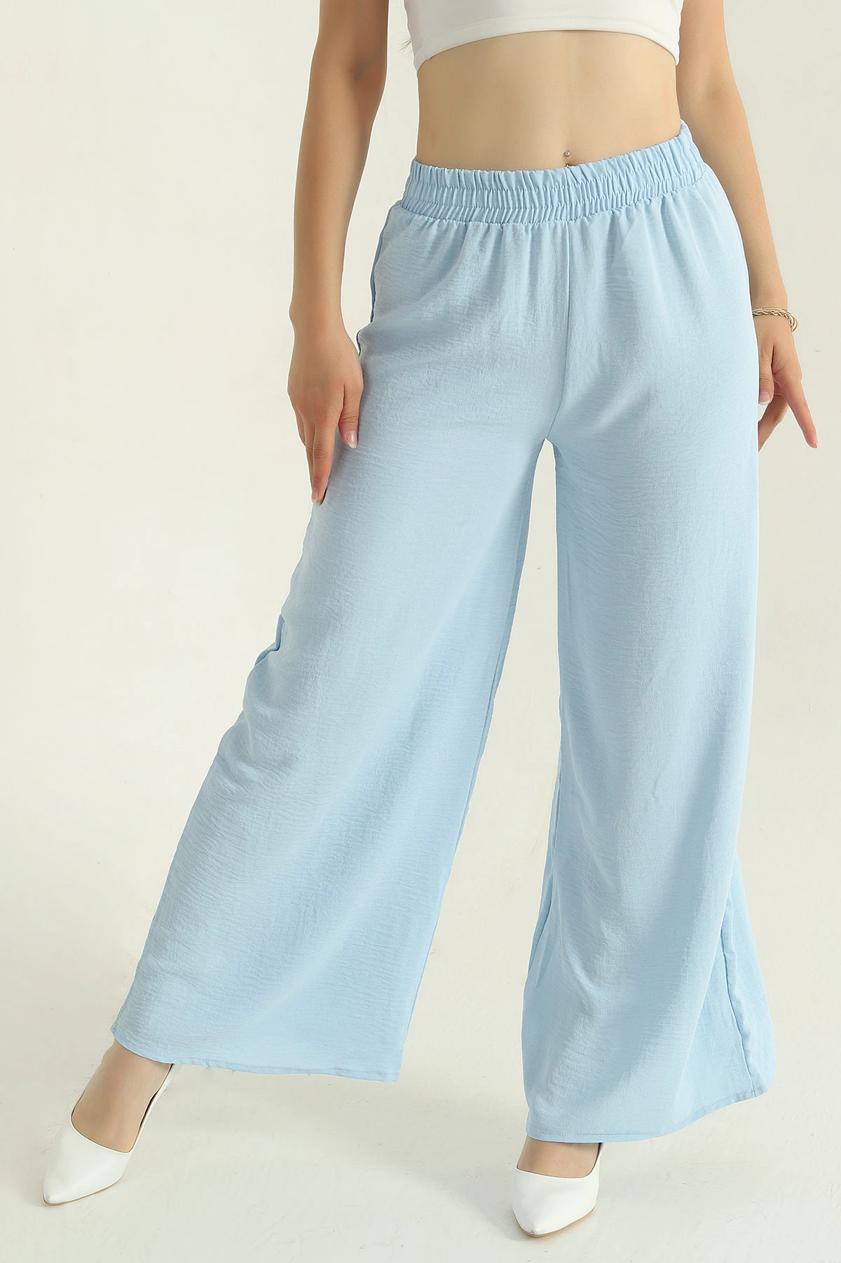 Bebe Mavisi Bol Paça Kadın Aerobin Pantolon 375695