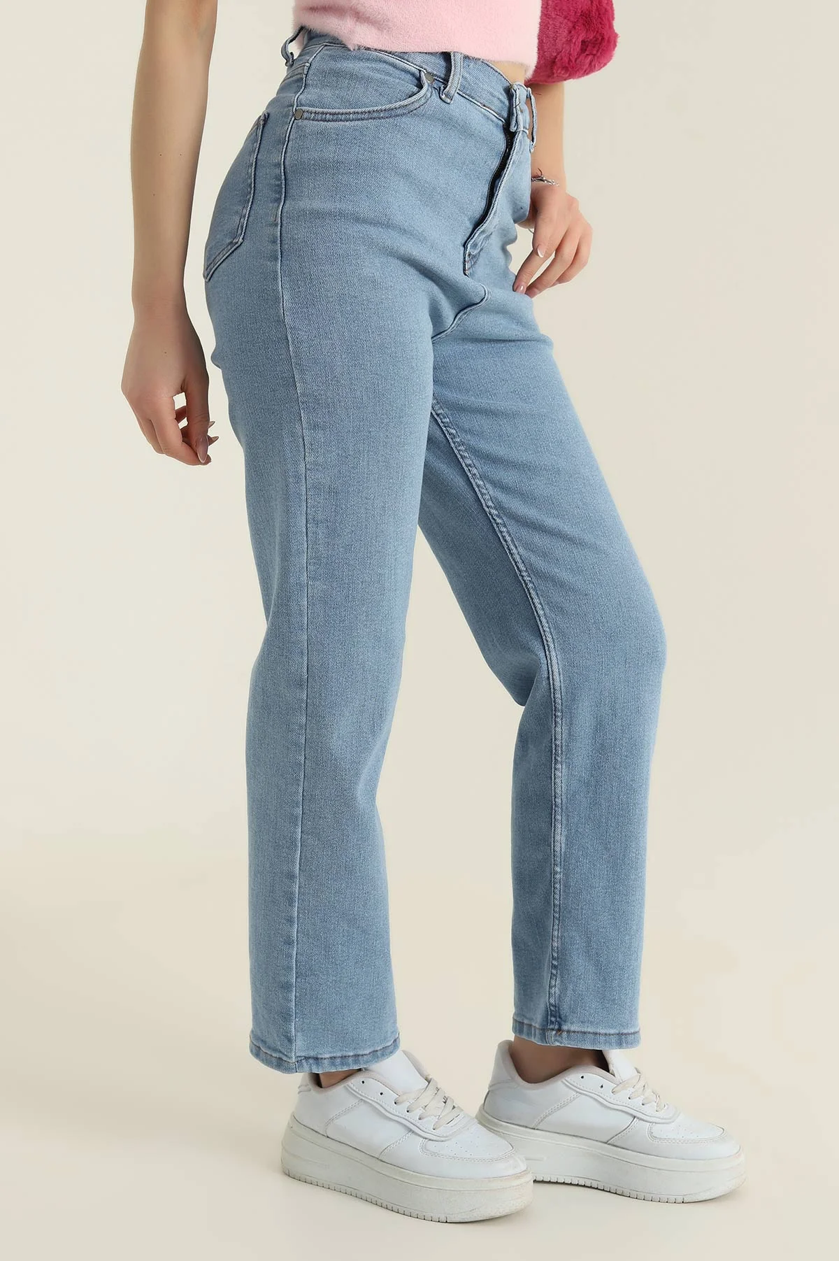 Bebe Mavisi Boyfit Likralı Kadın Kot Pantolon 419935