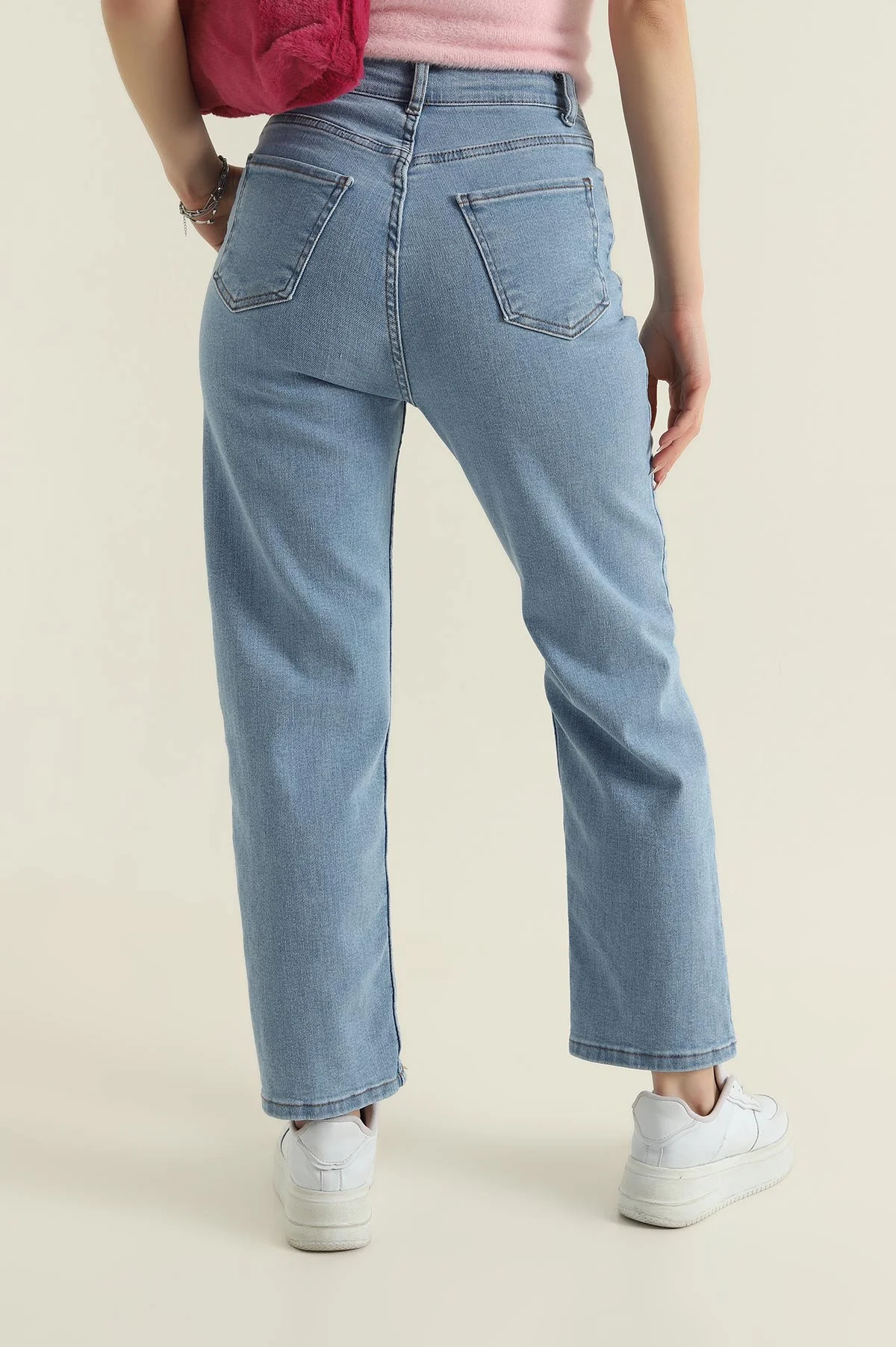 Bebe Mavisi Boyfit Likralı Kadın Kot Pantolon 419935