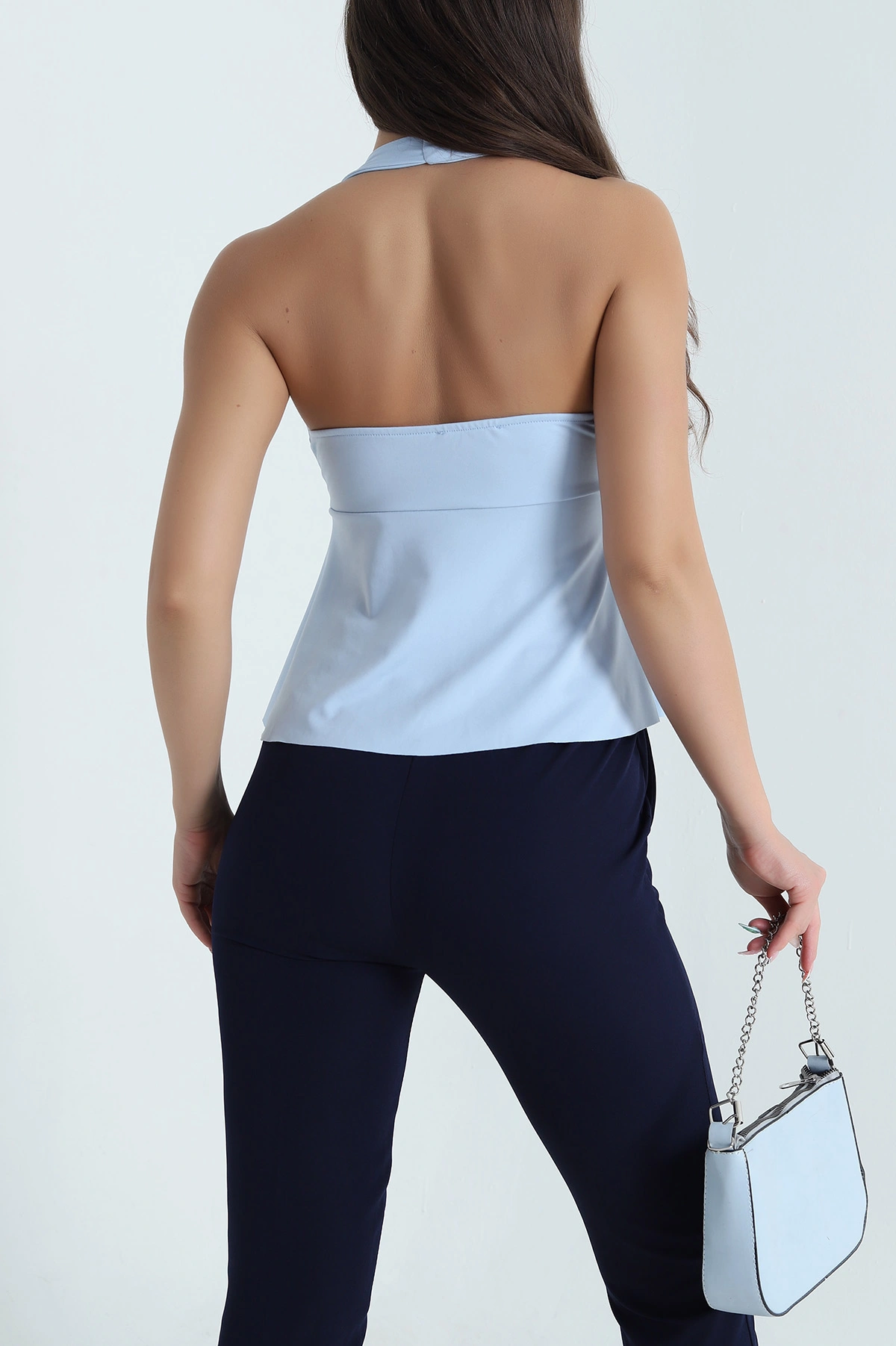 Bebe Mavisi Boyun Askılı Dalgıç Kadın Bluz 467731
