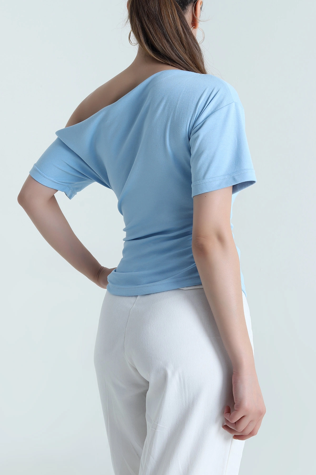 Bebe Mavisi Büzgülü Oysho Kadın Bluz 485176