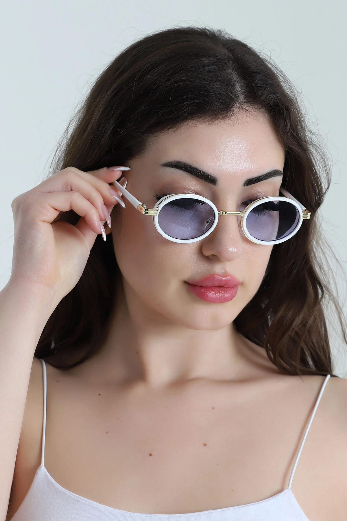 Bebe Mavisi Camlı Retro Tasarım Altın Kaplama Kadın Güneş Gözlüğü (Kutulu) 455185