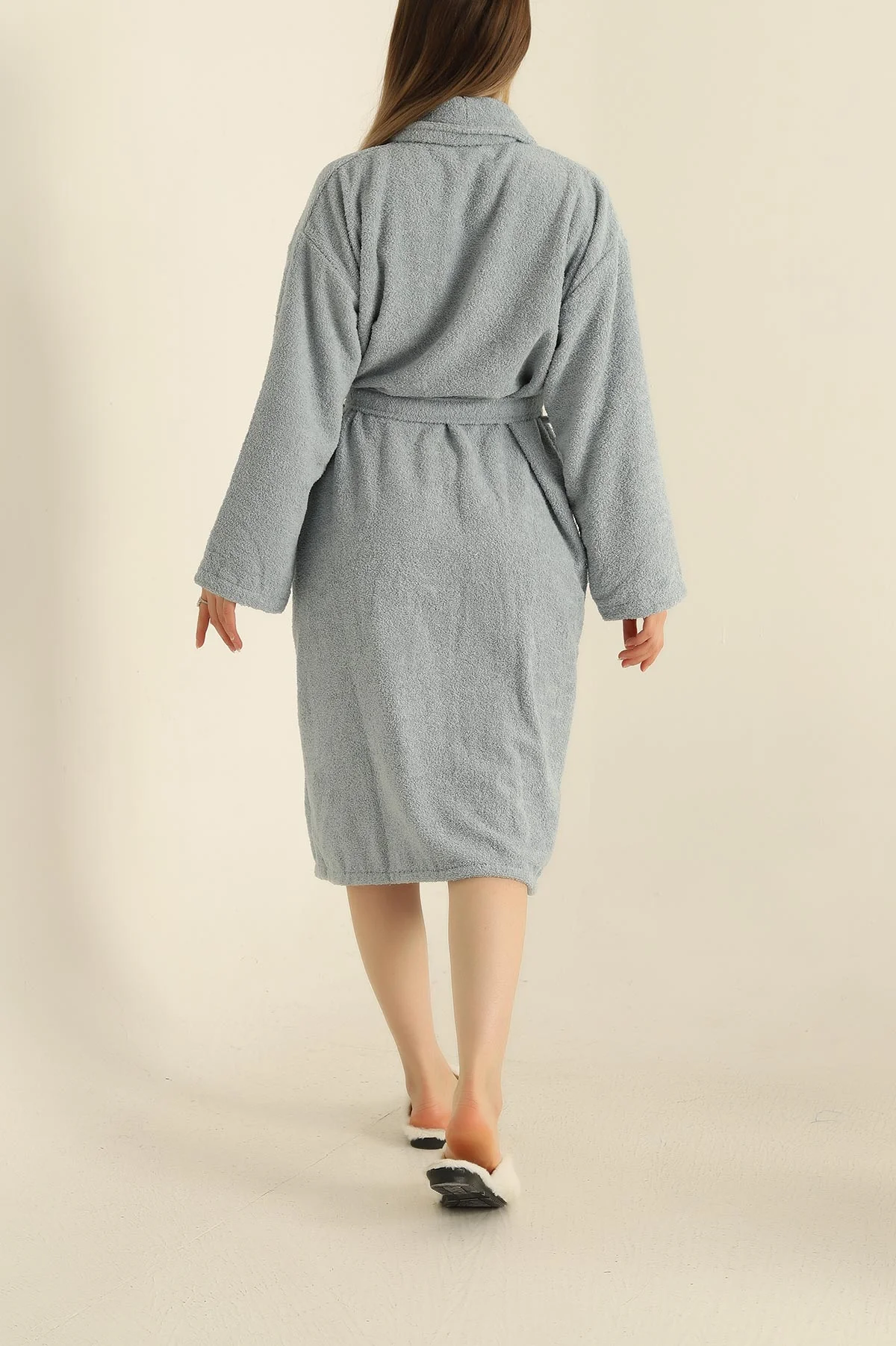 Unisex İndigo Cep Detaylı Pamuklu Bornoz 279889