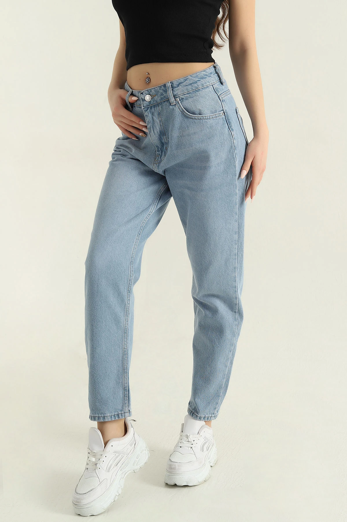 Bebe Mavisi Cepli Mom Kadın Kot Pantolon 351749
