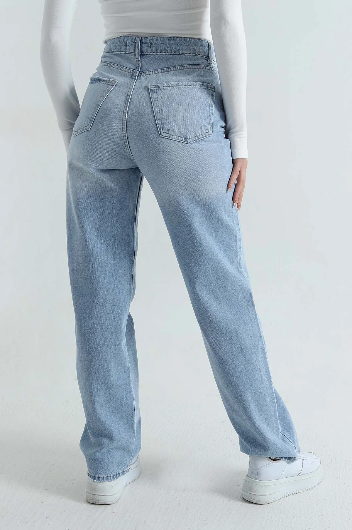 Bebe Mavisi Cepli Palazzo Kadın Kot Pantolon 406258