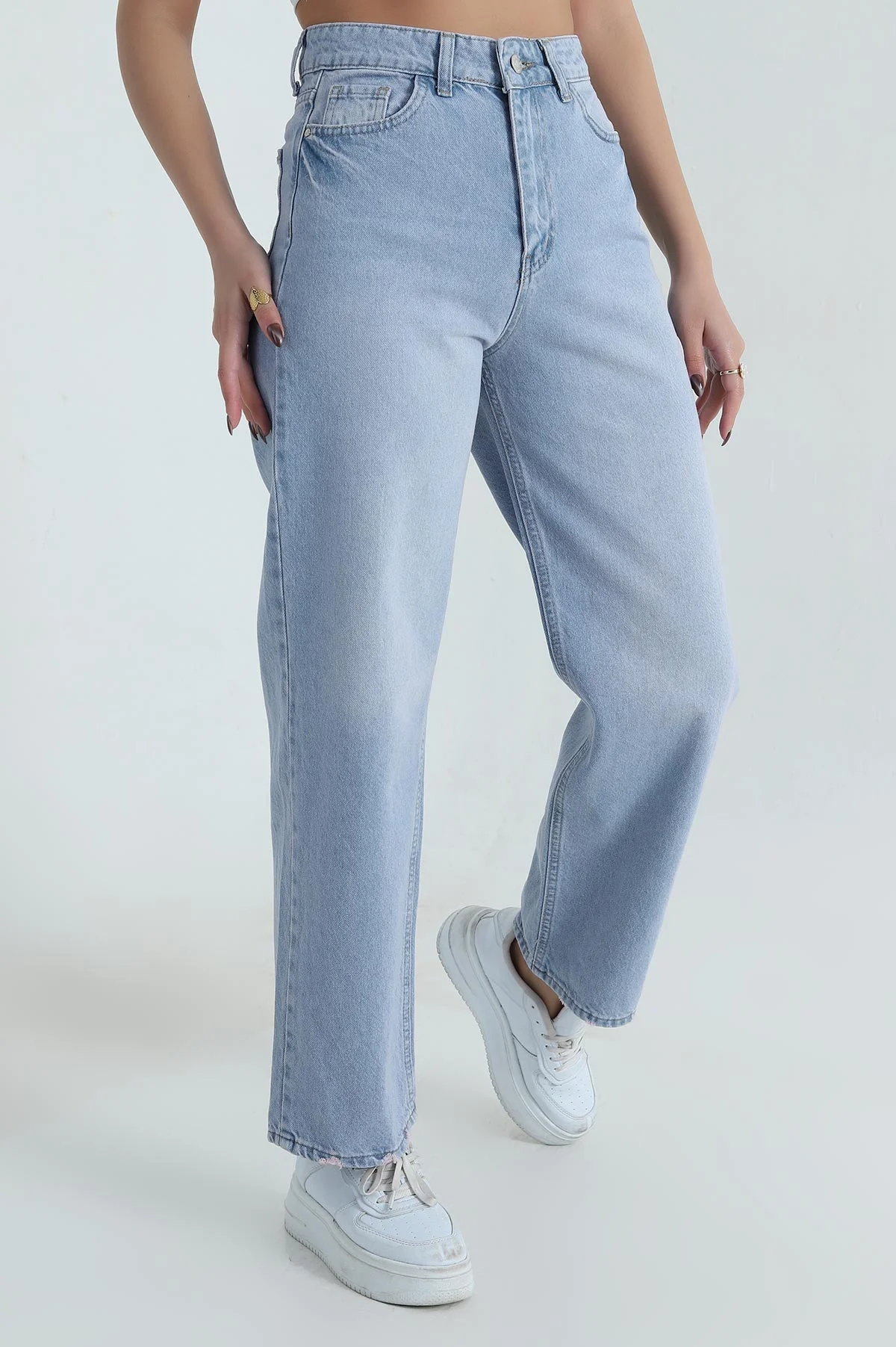 Bebe Mavisi Cepli Palazzo Kadın Kot Pantolon 406268