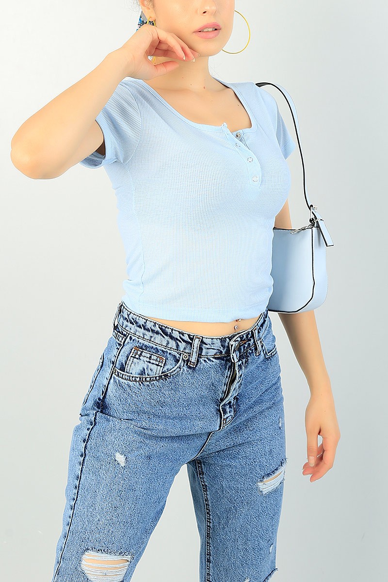 Bebe Mavisi Çıt Çıtlı Fitilli Tişört 71311