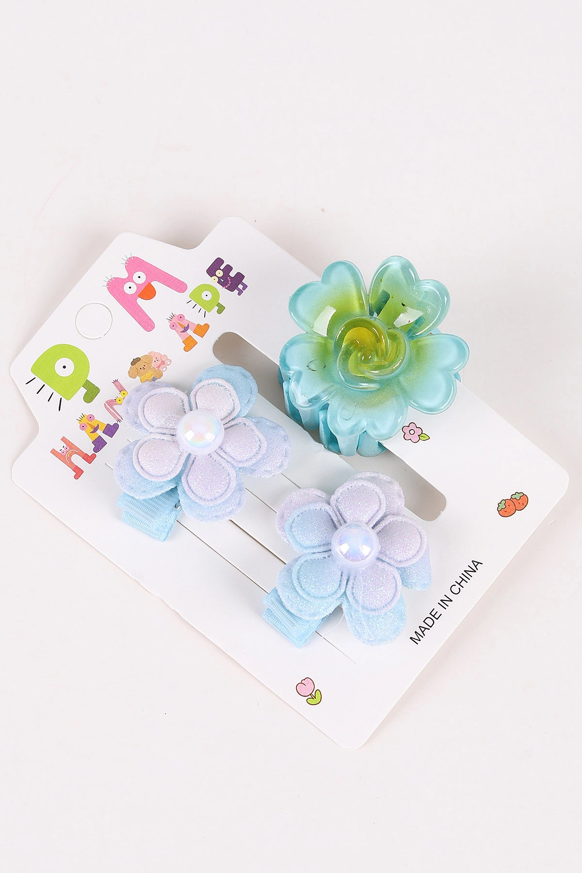 Bebe Mavisi Çoklu Çiçek Model  Mandal ve Pens  Çocuk  Toka Seti 474113