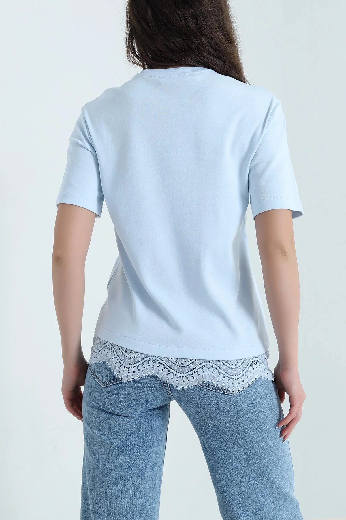 Bebe Mavisi Dantelli İnterlok Kadın Bluz 457622