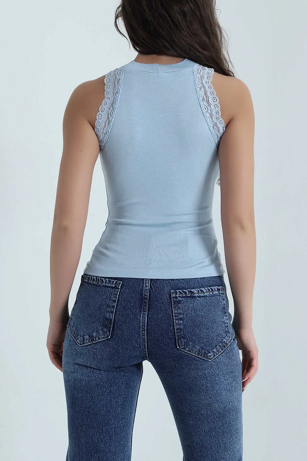 Bebe Mavisi Dantelli Likralı Buzzy Kadın Atlet 458981