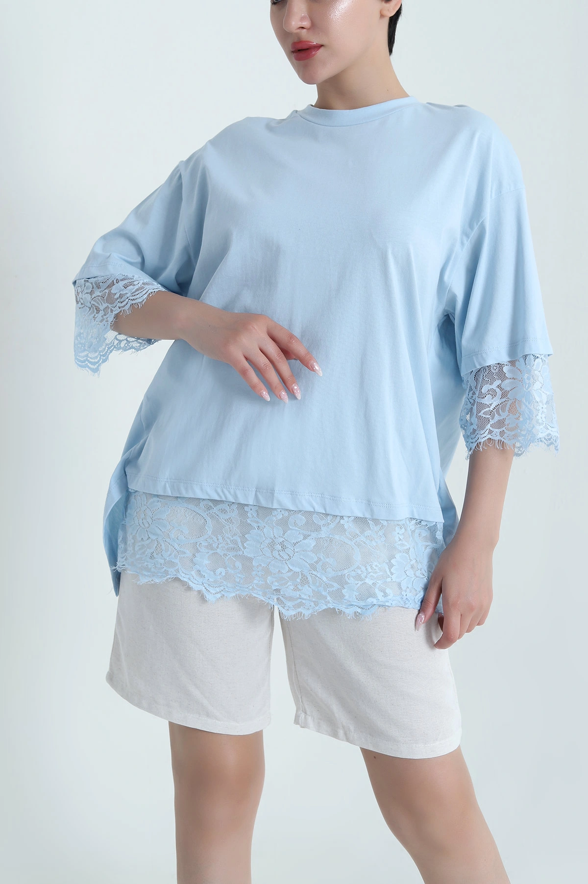 Bebe Mavisi Dantelli Sırt Detay Süprem Kadın Bluz 465310