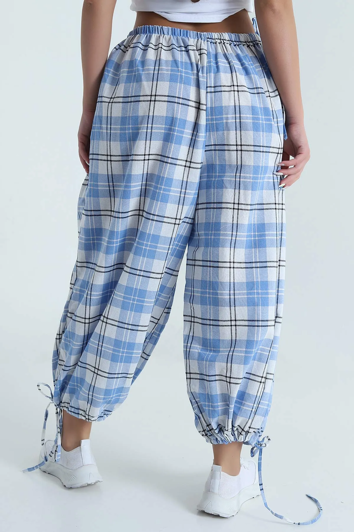 Bebe Mavisi Dokuma Kadın Şalvar Pantolon 481470