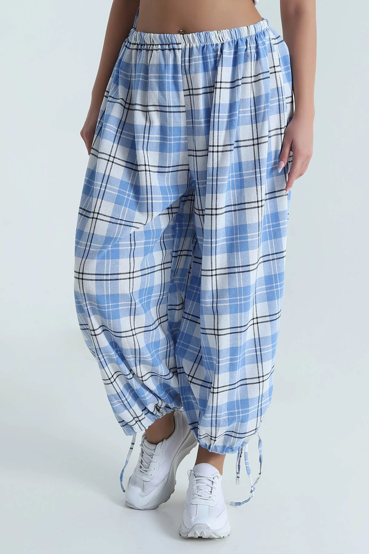Bebe Mavisi Dokuma Kadın Şalvar Pantolon 481470