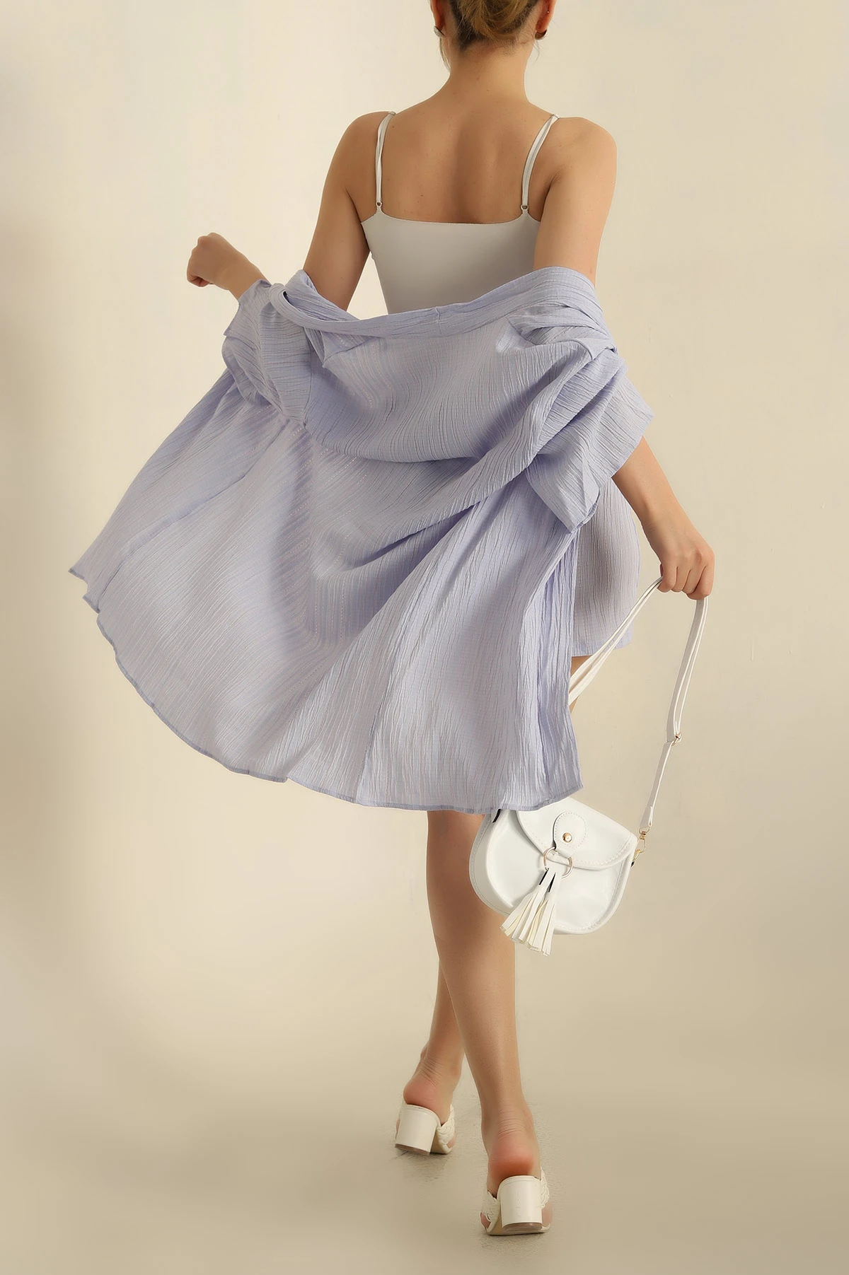 Bebe Mavisi Dokuma Şort Kimono İkili Takım 261139