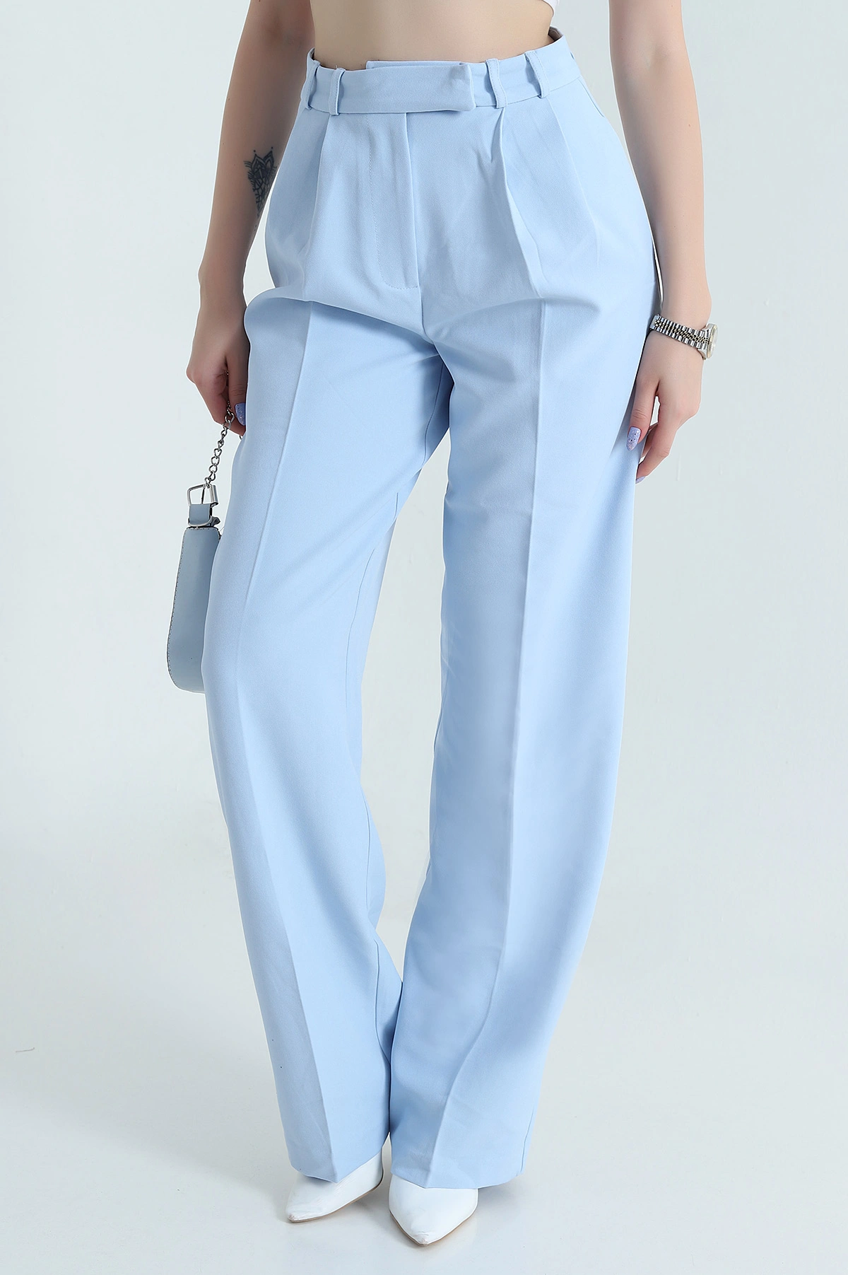 Bebe Mavisi Double Kumaş Palazzo Kadın Pantolon 474452