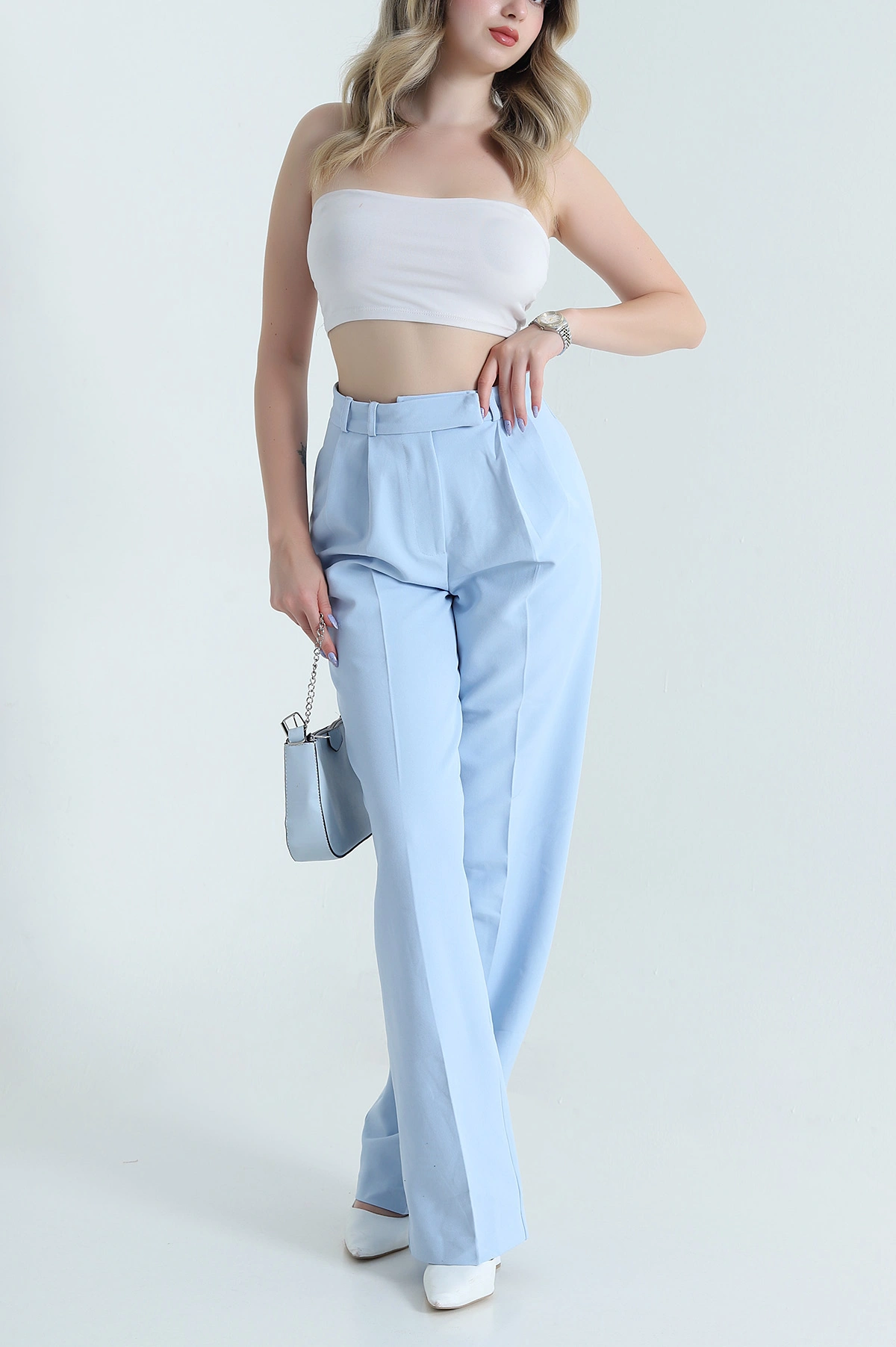 Bebe Mavisi Double Kumaş Palazzo Kadın Pantolon 474452