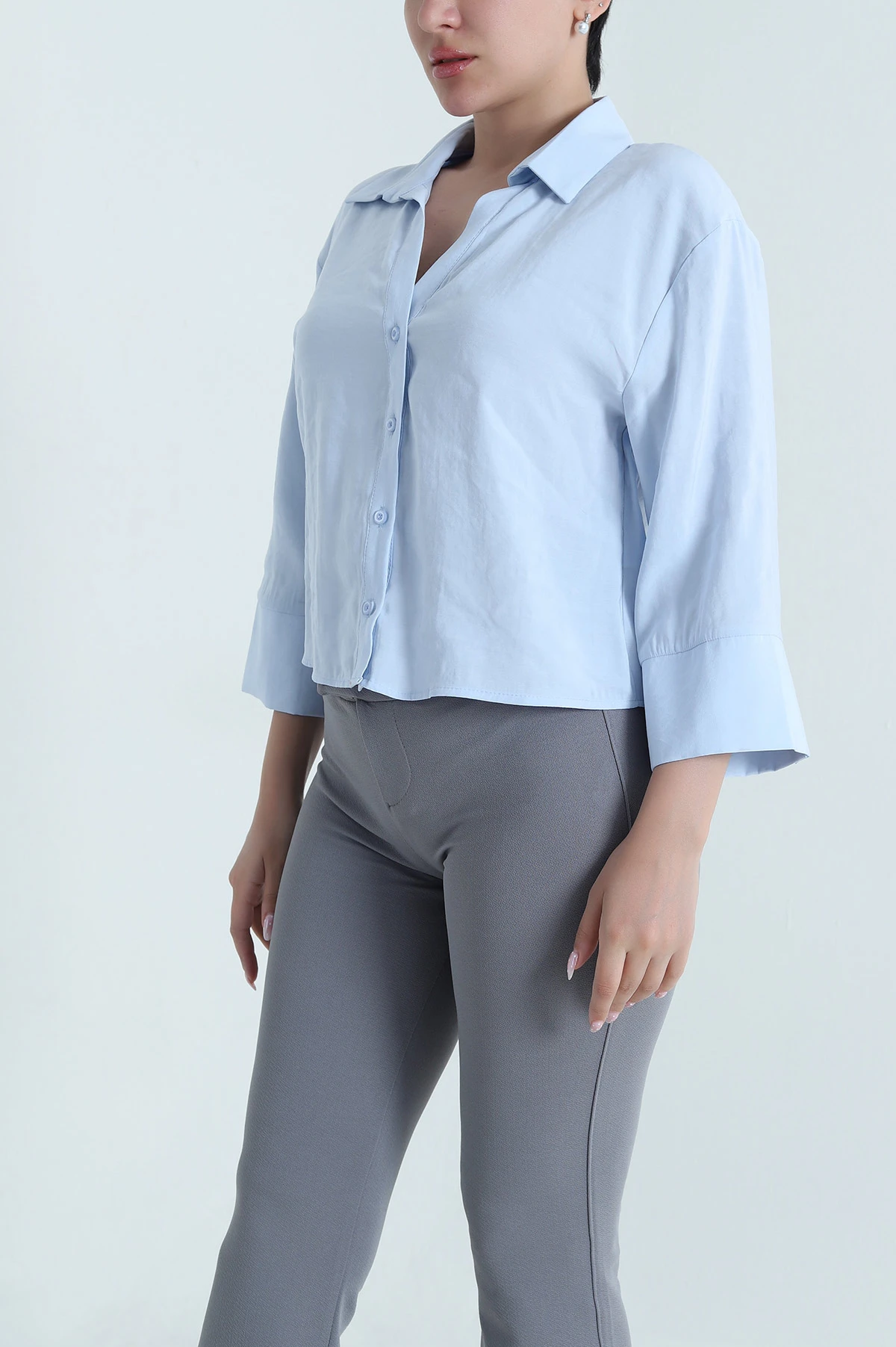 Bebe Mavisi Fakir Kol Modal Kadın Gömlek 462557