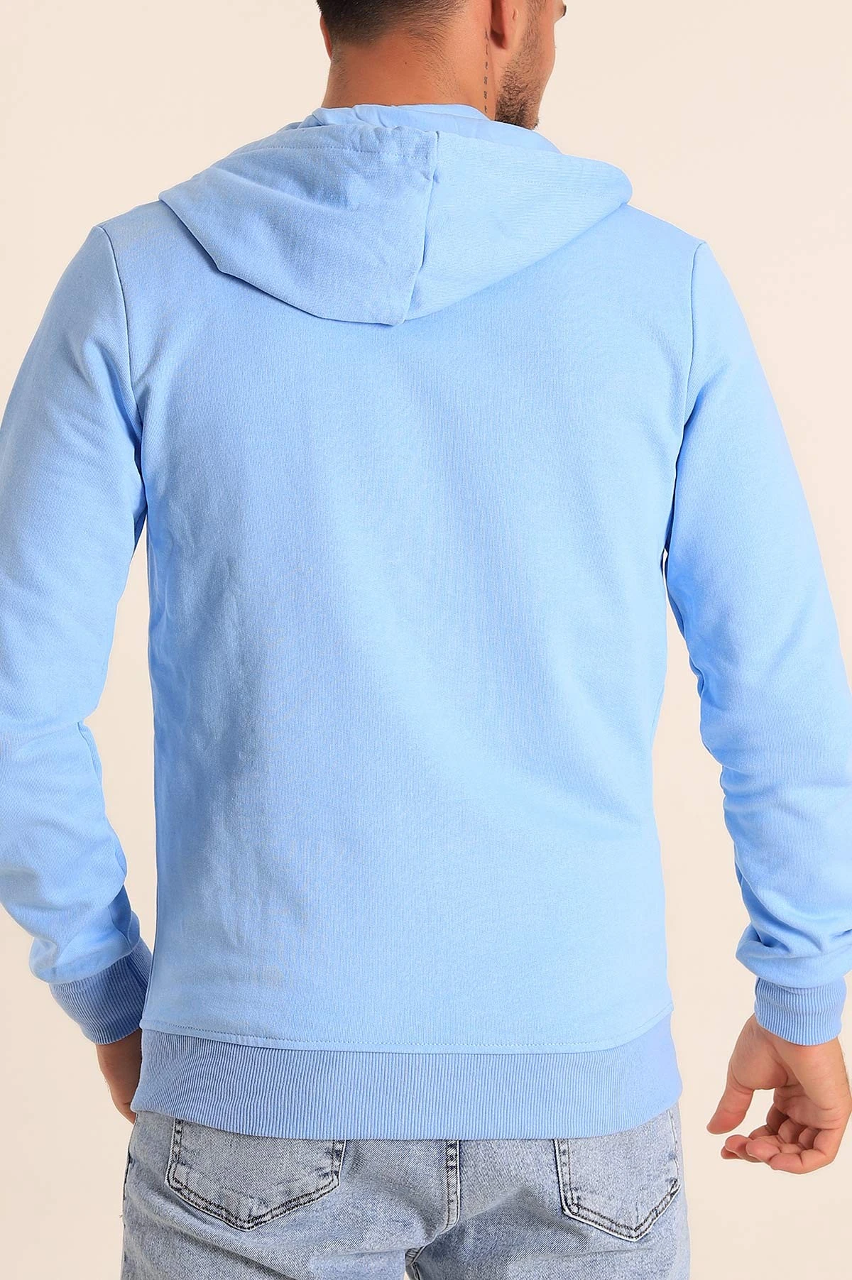 Bebe Mavisi Fermuarlı Kapüşonlu Erkek Sweatshirt 236556