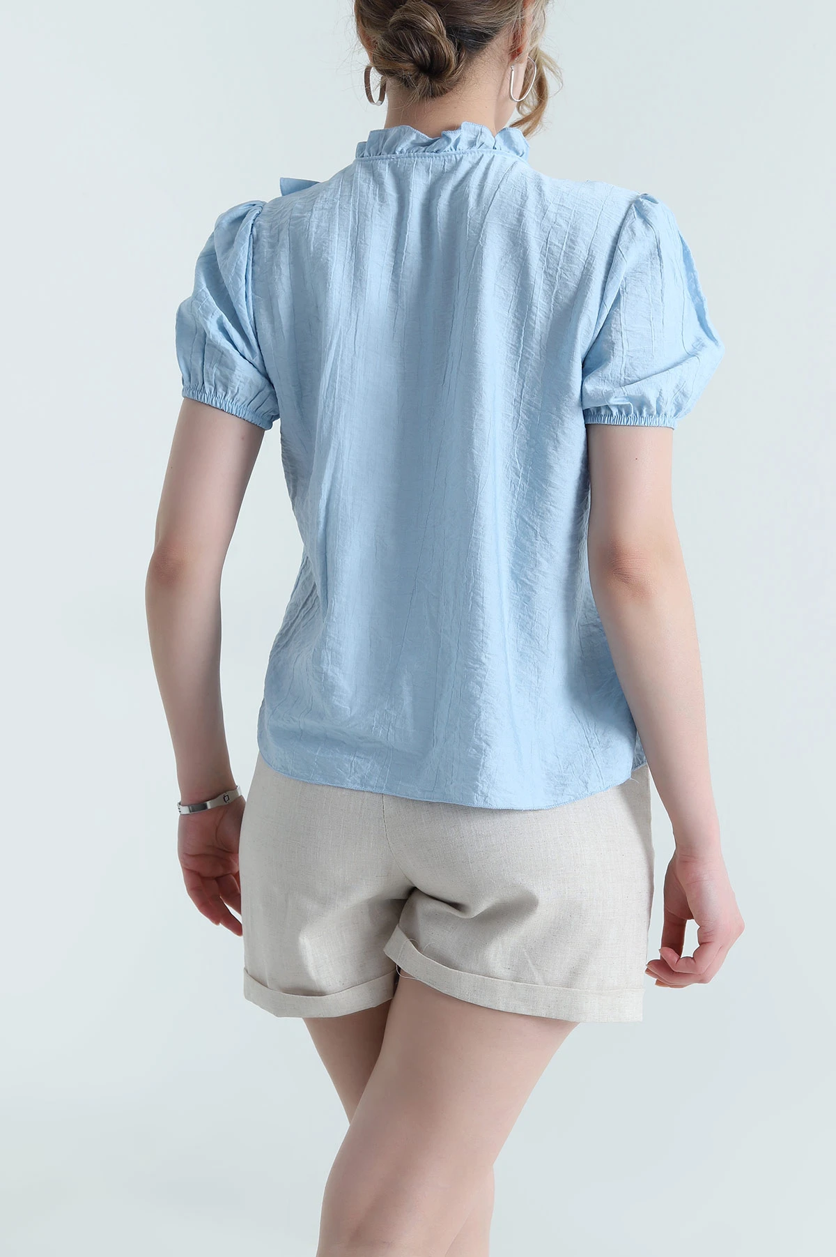 Bebe Mavisi Fırfırlı Tensel Kadın Bluz 465464