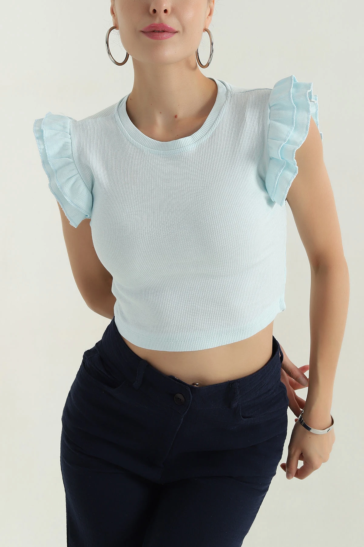 Bebe Mavisi Fitilli Kadın Bluz 381316