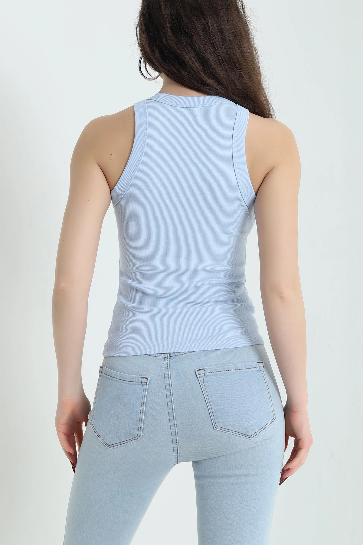 Bebe Mavisi Fitilli Likralı Kadın Atlet 432177