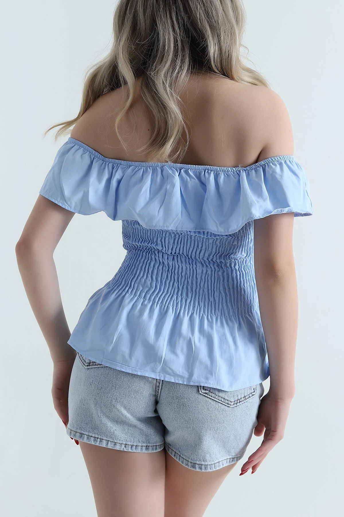 Bebe Mavisi Gipeli Poplin Kadın Bluz 473565
