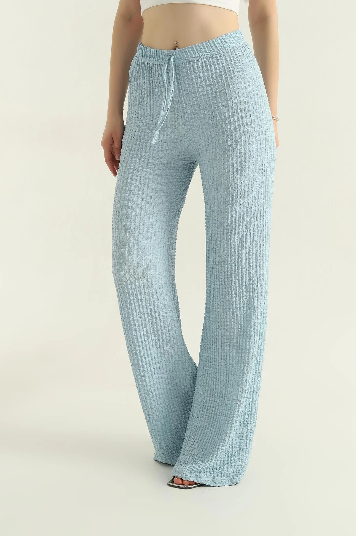 Bebe Mavisi Gofre Palazzo Kadın Pantolon 362546