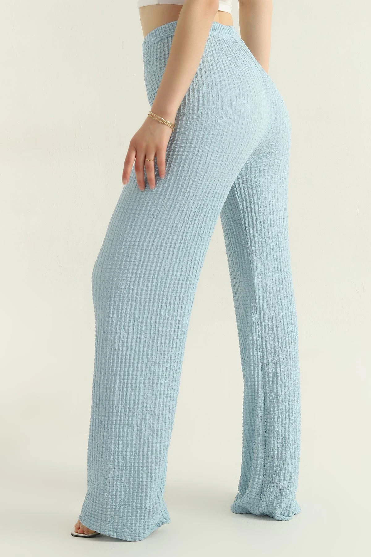 Bebe Mavisi Gofre Palazzo Kadın Pantolon 362546