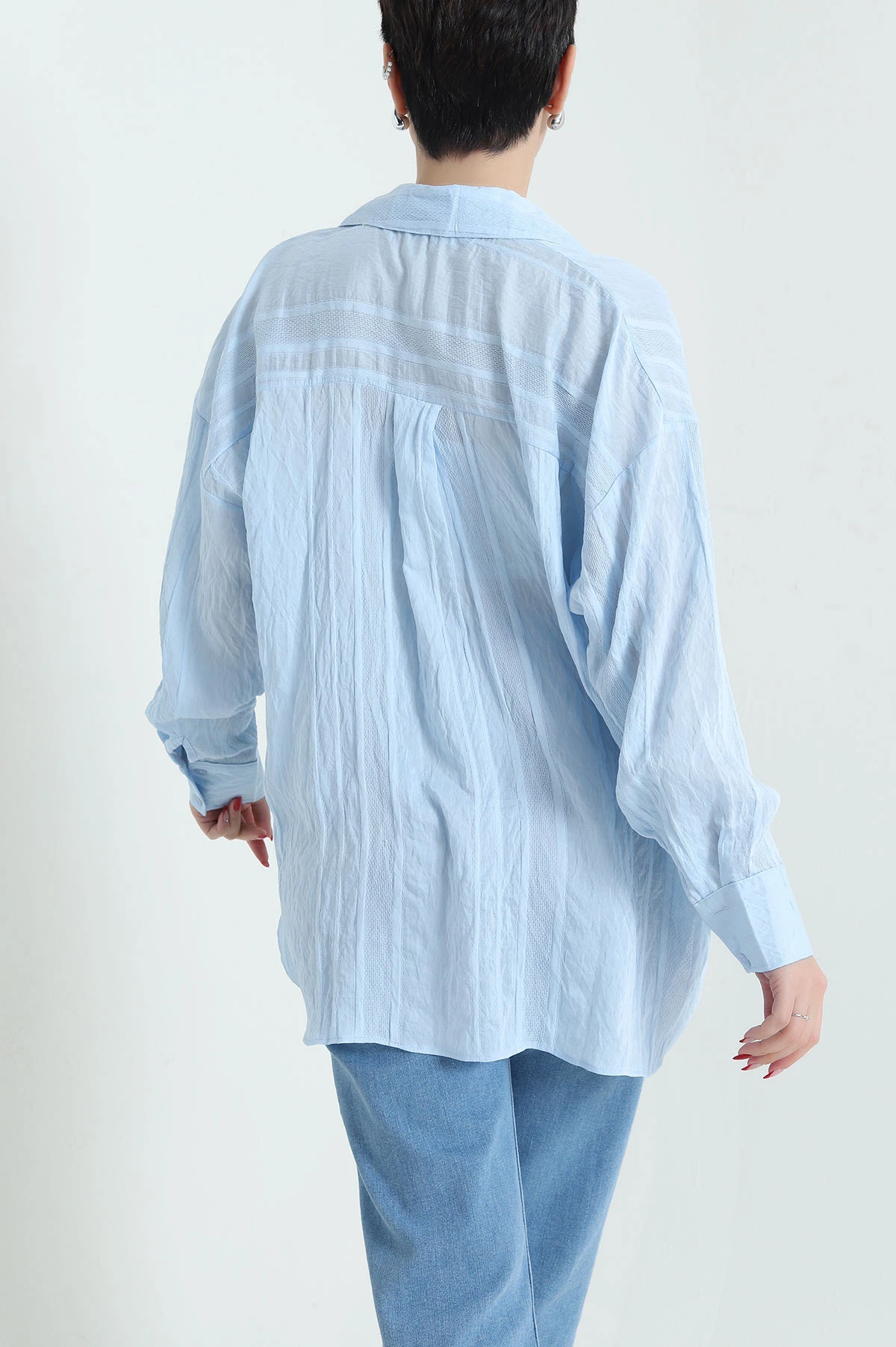 Bebe Mavisi İnce Tencel Buket Kadın Gömlek 432573