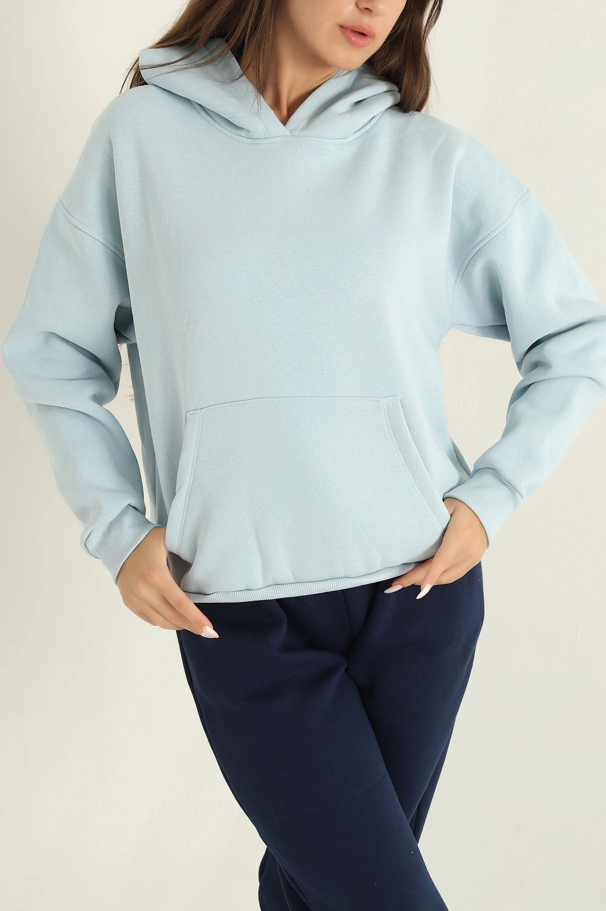 Bebe Mavisi Kapüşonlu İçi Şardonlu Basic Sweat 292845