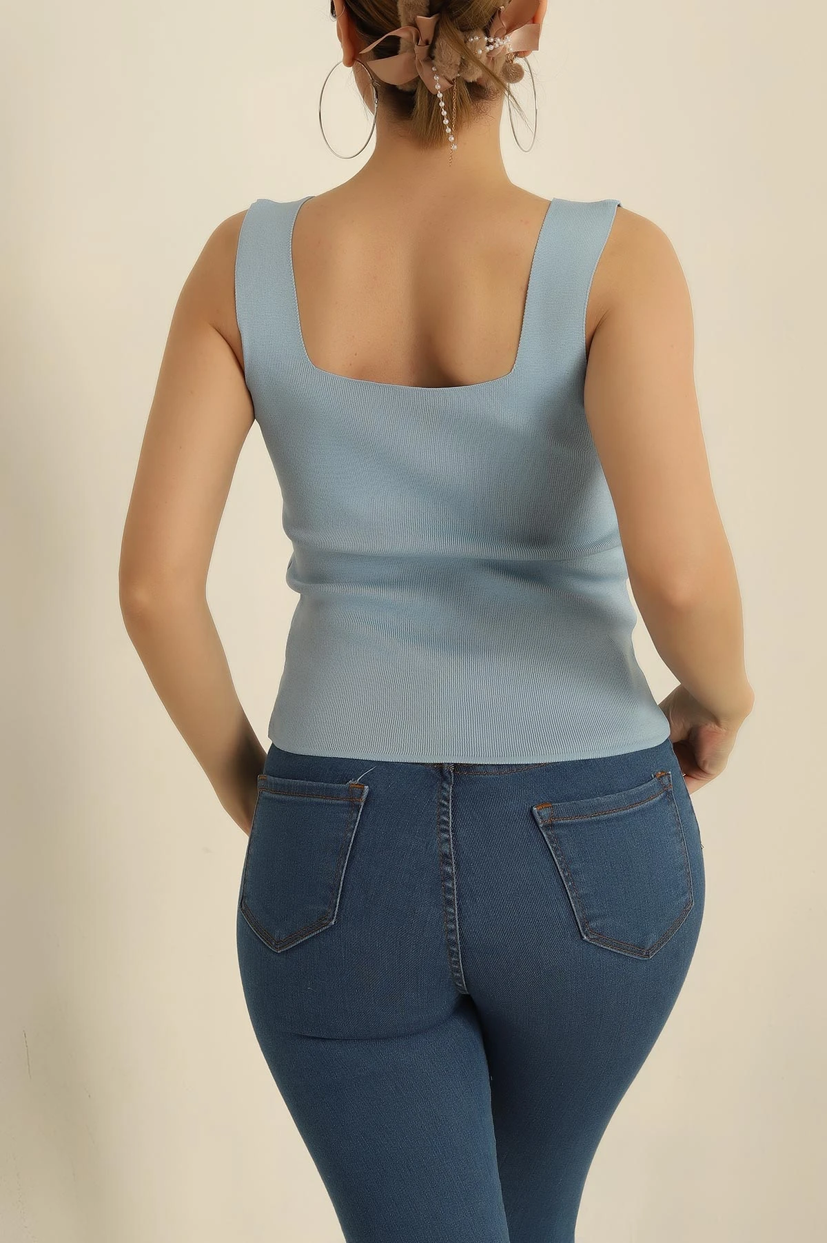 Bebe Mavisi Kare Yaka Polyemid Bluz 260377