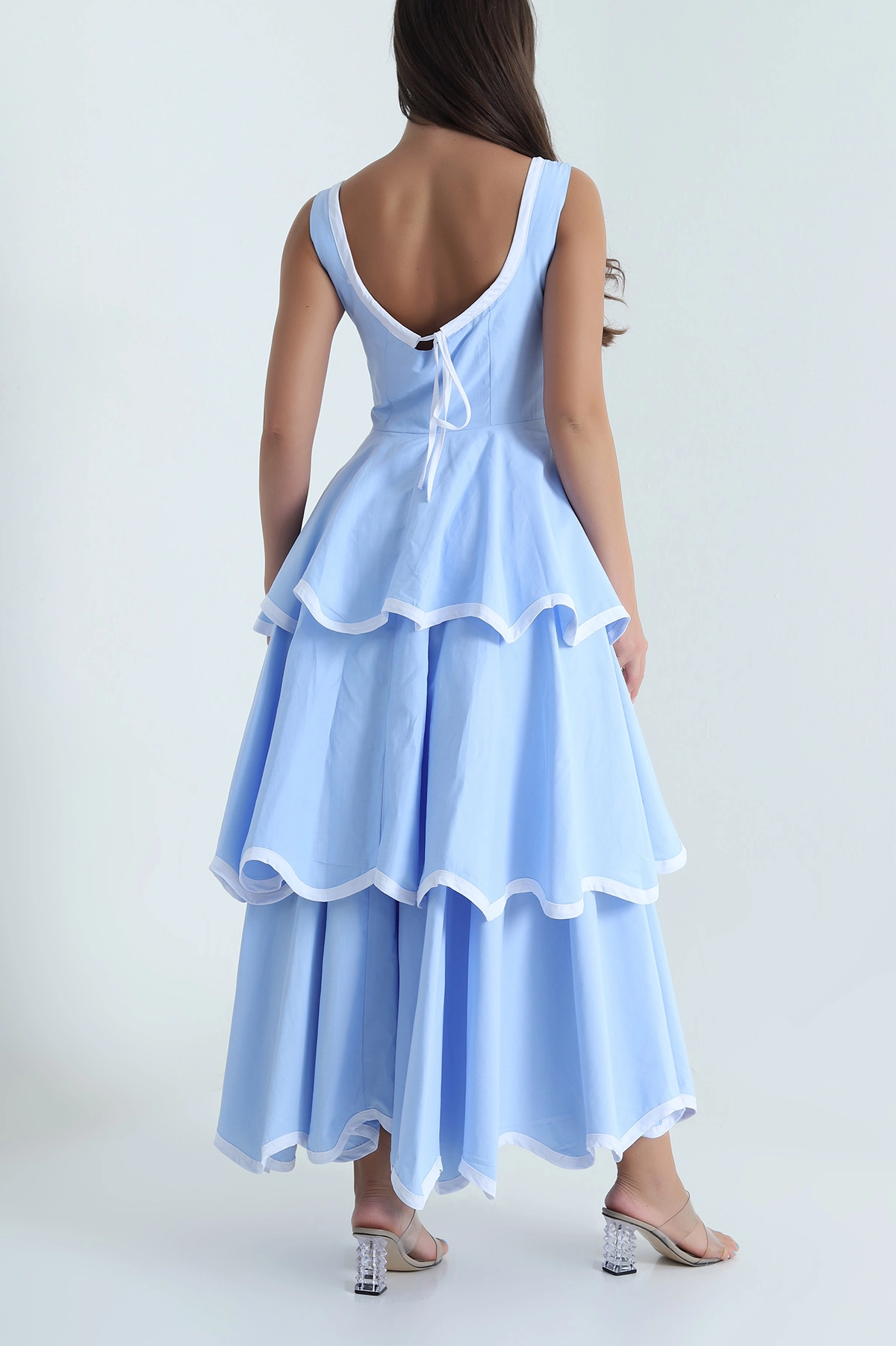 Bebe Mavisi Katlı Poplin Kadın Elbise 480640